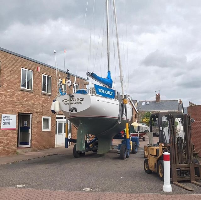 Indulgence being craned in after having a new engine fitted in the Camperdown boat yard, Exmouth Marina. 
#indulgence #sailing #sailingboat #sailinglife #boatyard #boatyardlife #boat #boating #boatinglife #exmouth #camperdownboatyard #boatmaintenance