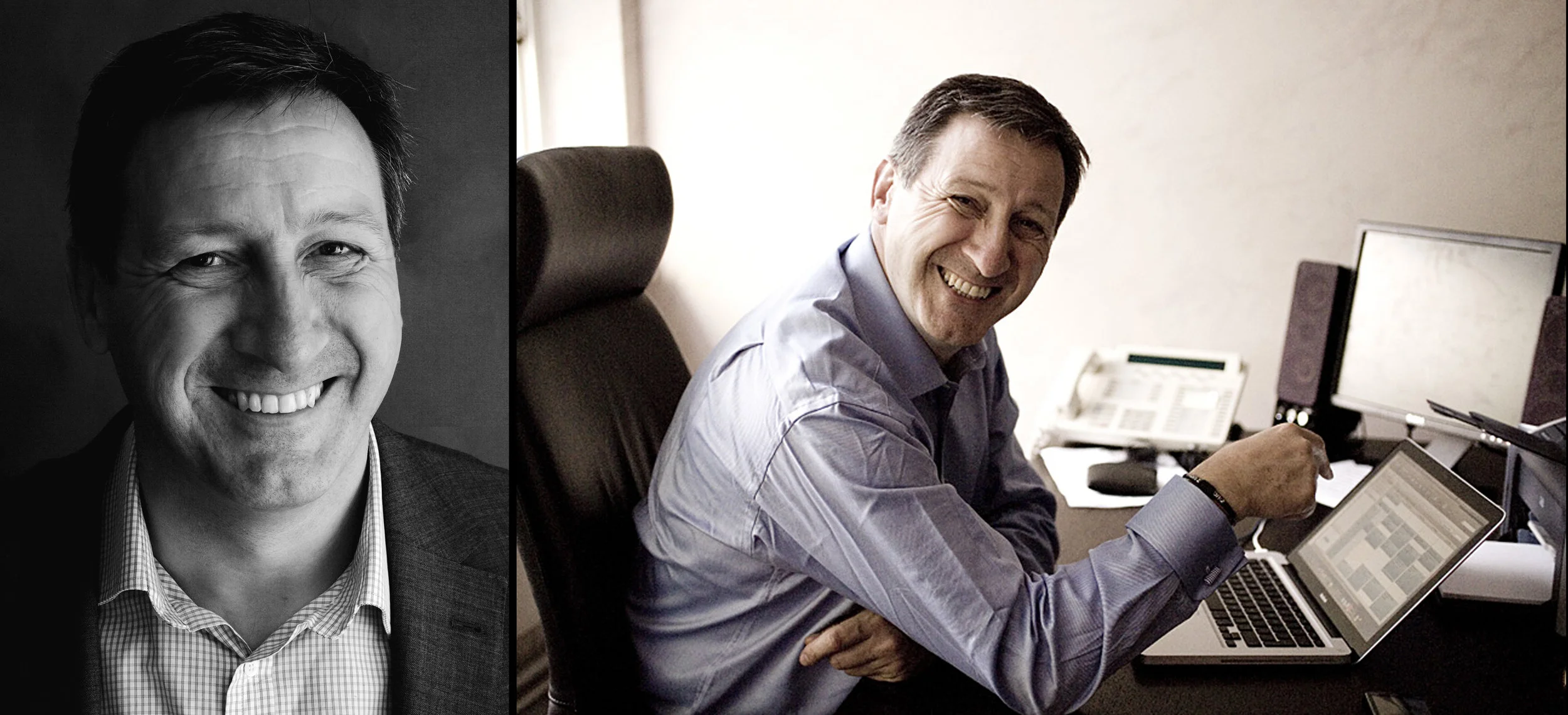 headshot and businessman at his desk
