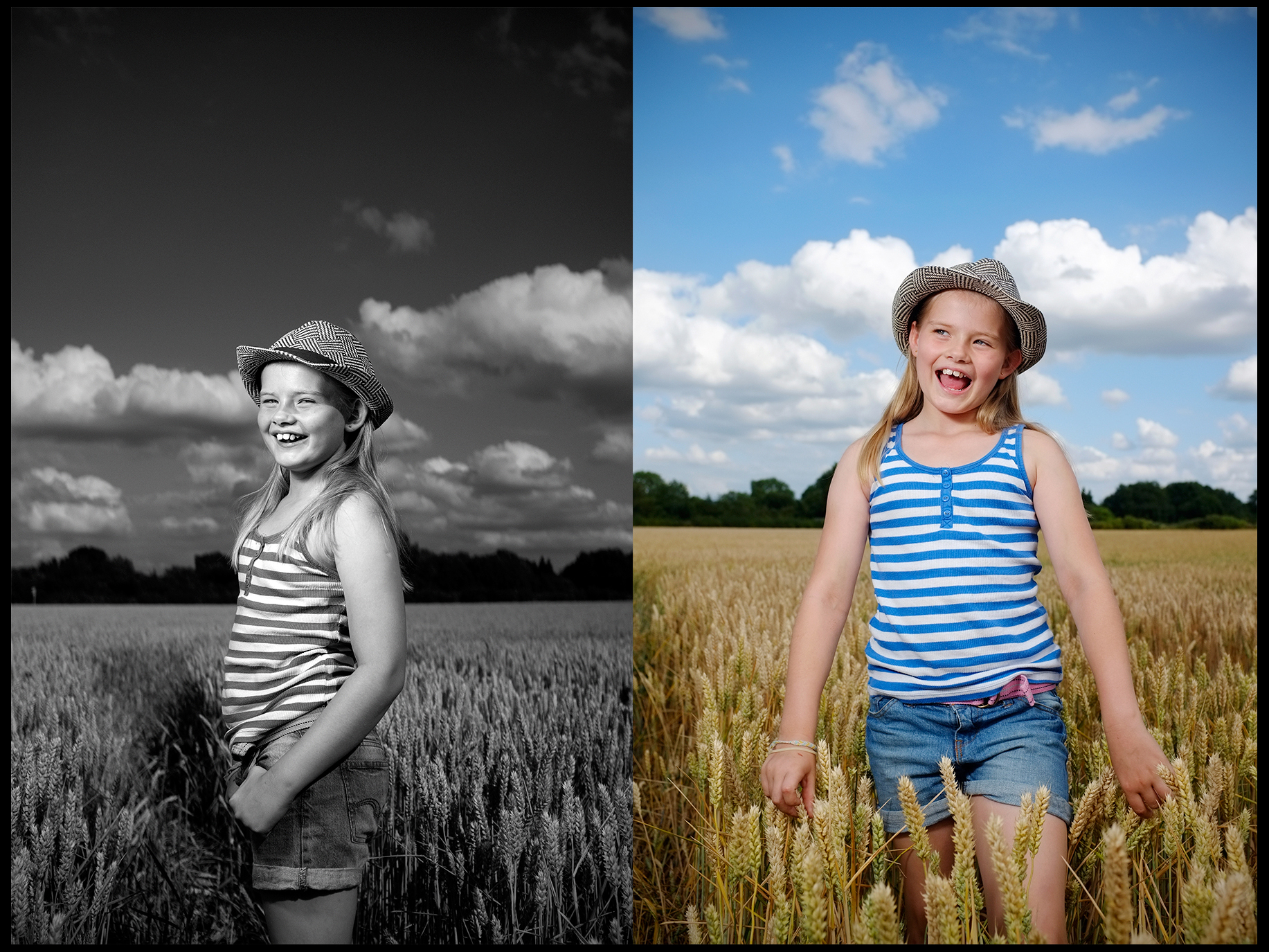 happy girl smiling in a corn field