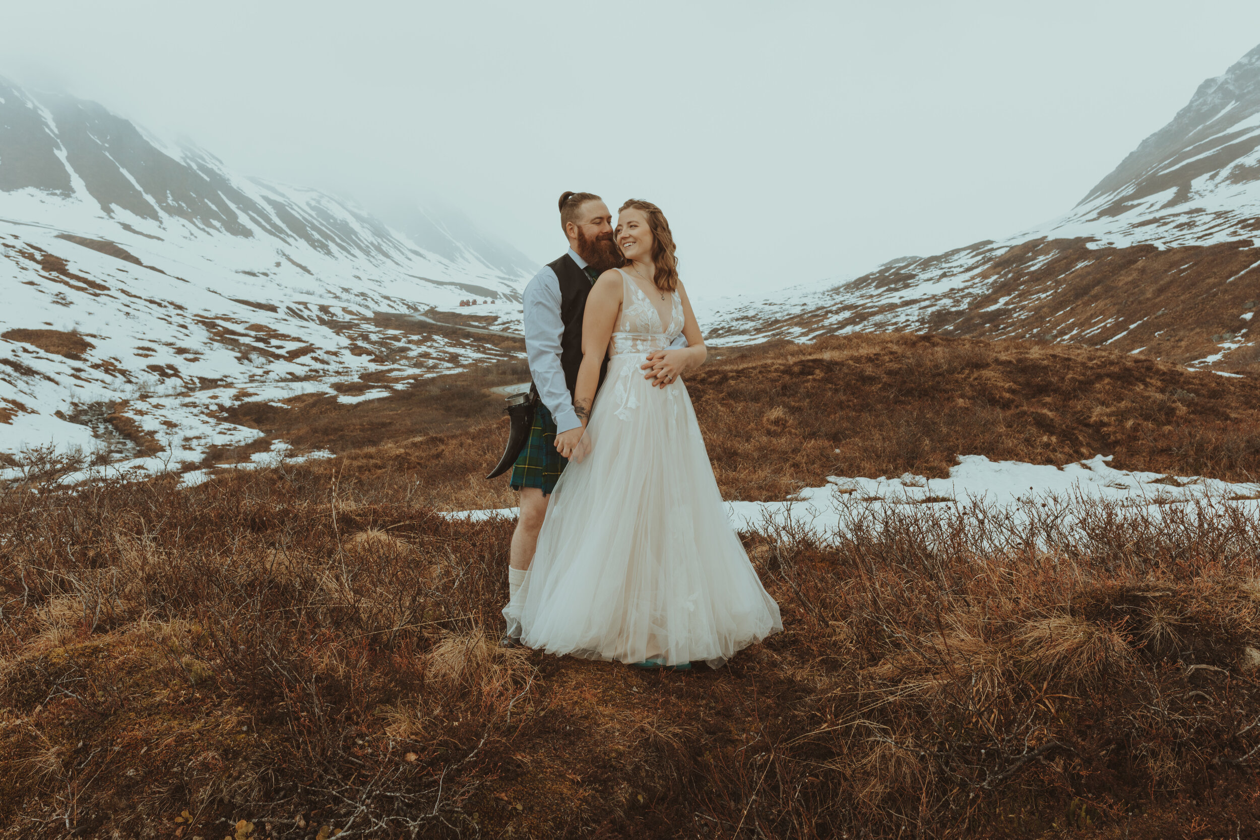 Bride and Groom on Mountain Top