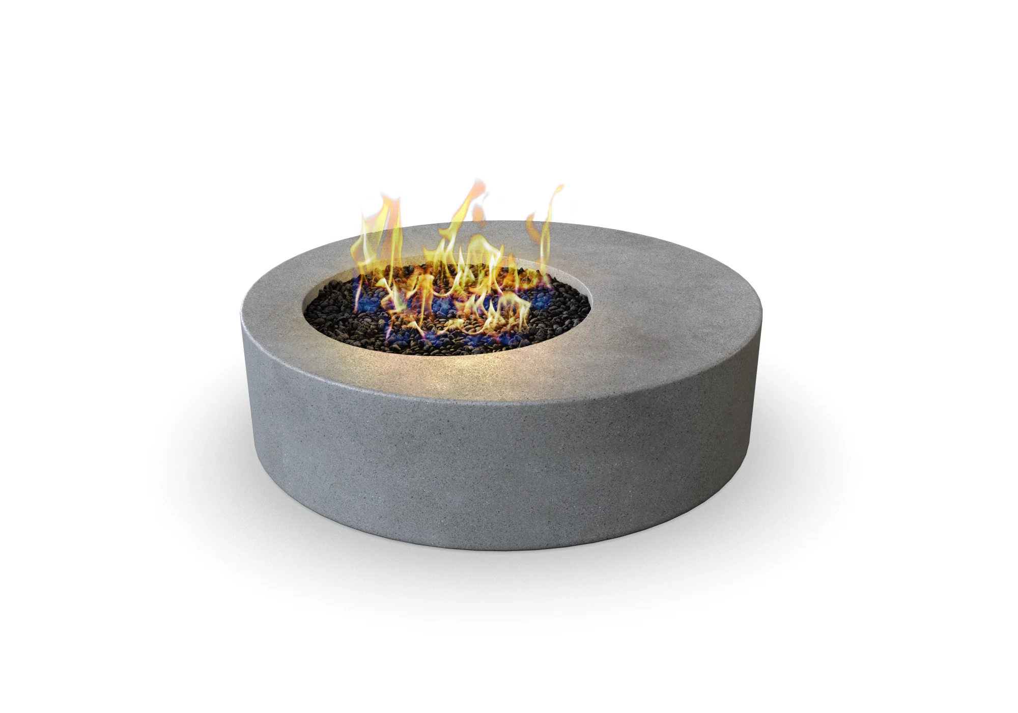 Hestia round circle fire feature with smoke finish and lava rock