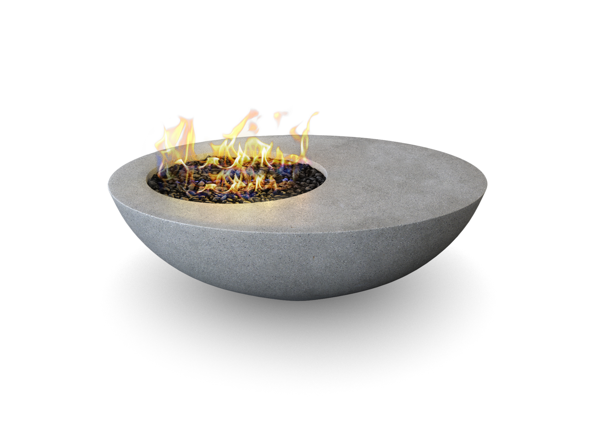 Nyx oval fire feature with smoke finish and lava rock