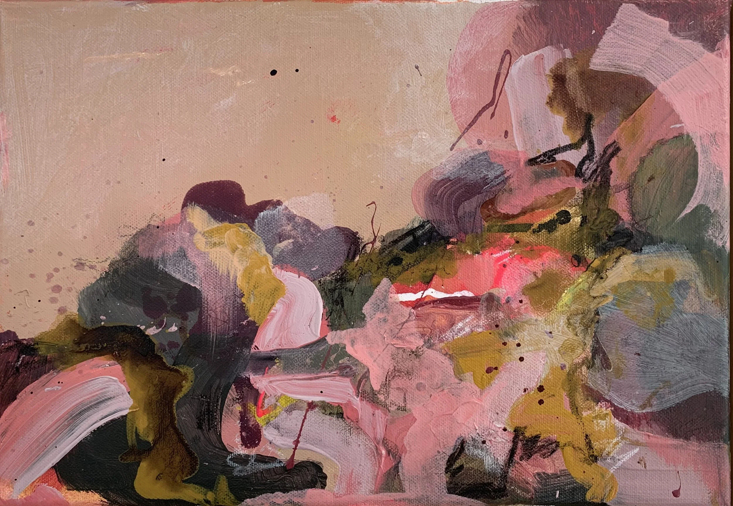  Prams in Hallways, 2023 Acrylic &amp; charcoal on canvas  39x28cm – open framed   Selected for Royal Academy Summer Exhibition 2024  