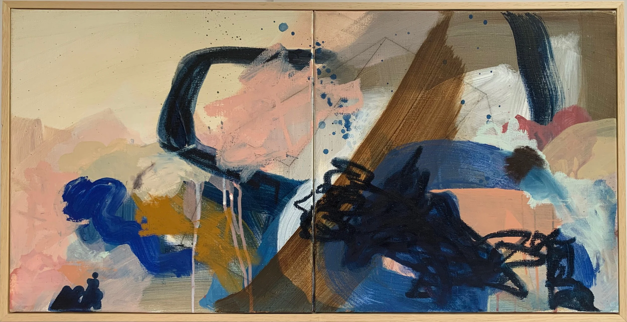   Are we out of ketchup? , 2025 Acrylic and oil on linen (diptych),  40×80cm £2,200 (framed) 