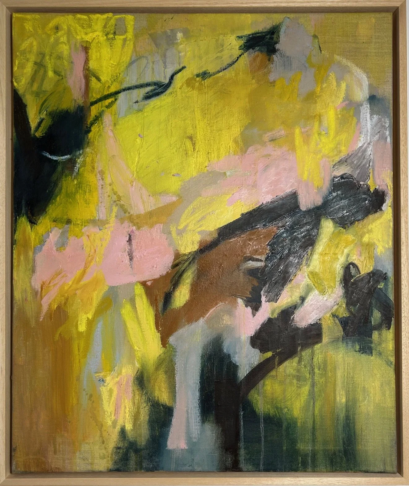   Swerve , 2026 Acrylic and oil on linen 50×60cm (open framed) £1750 