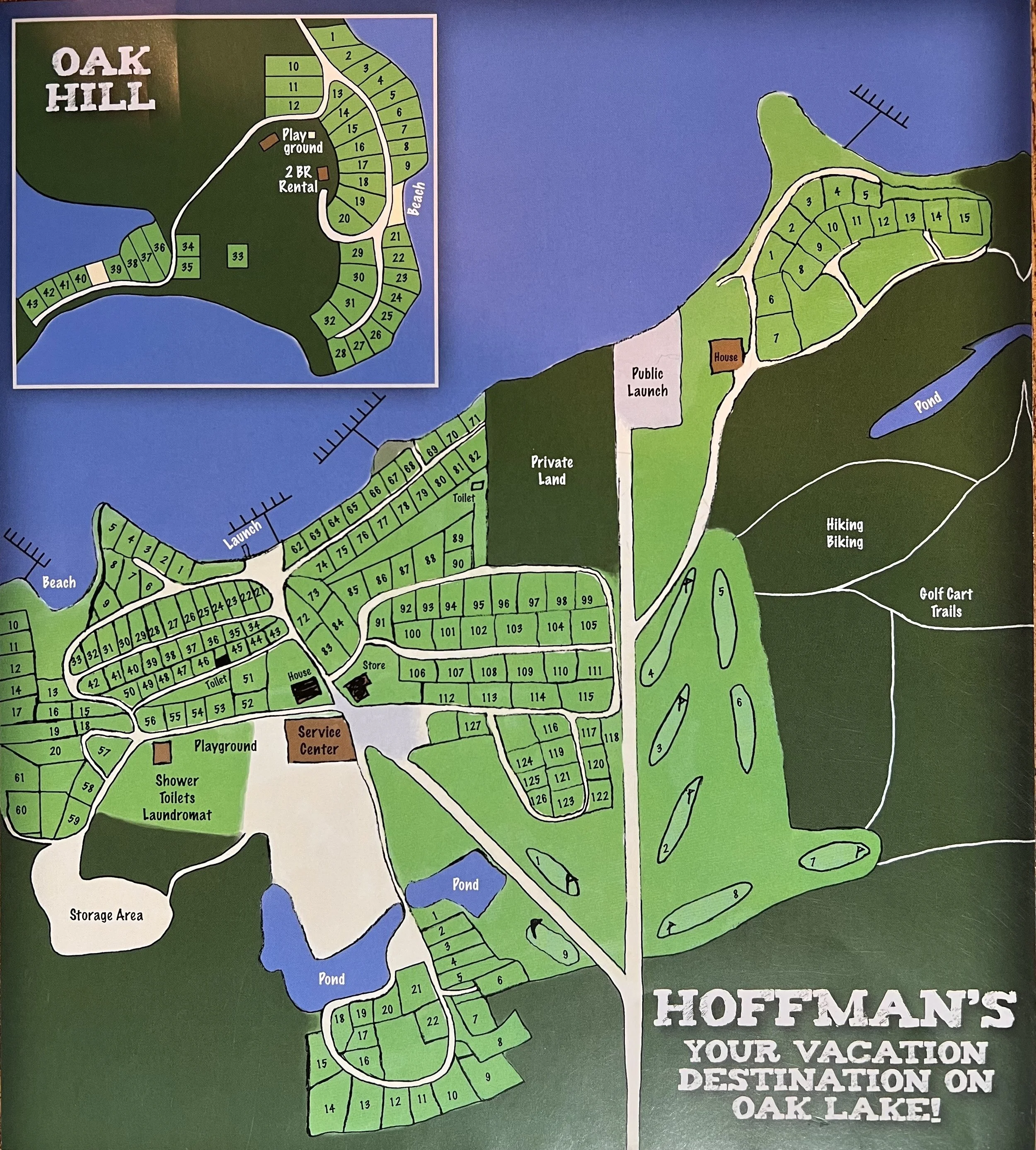 Oak Lake Campground Map in Kerrick Minnesota, seasonal sites, daily sites