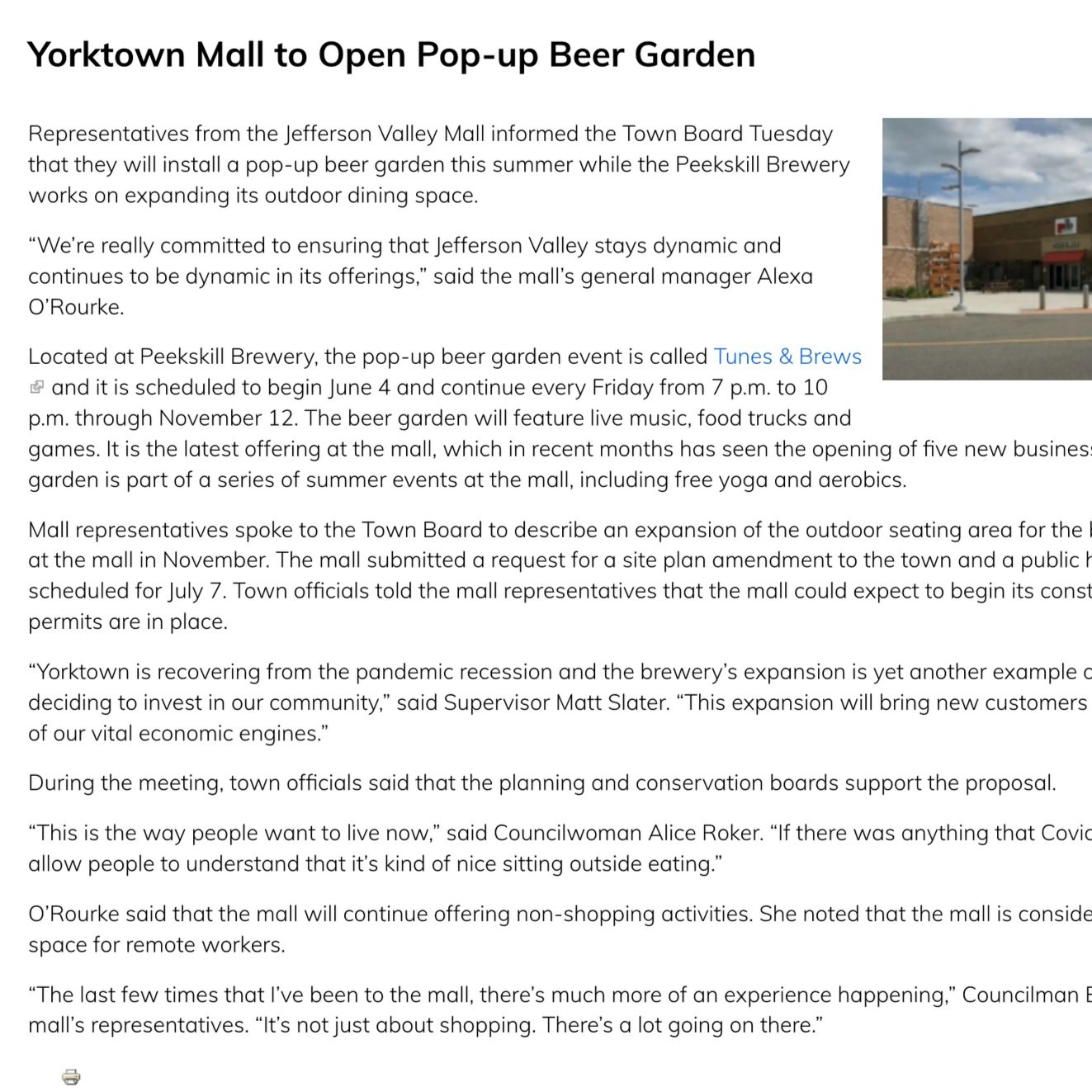 Yorktownny.org: Yorktown Mall to Open Pop-up Beer Garden (Copy)