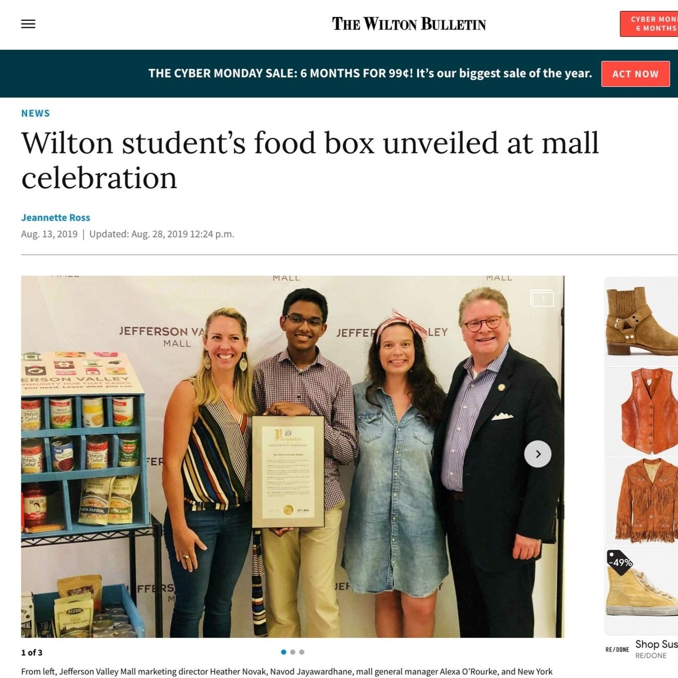 The Wilton Bulletin: Wilton student’s food box unveiled at mall celebration (Copy)