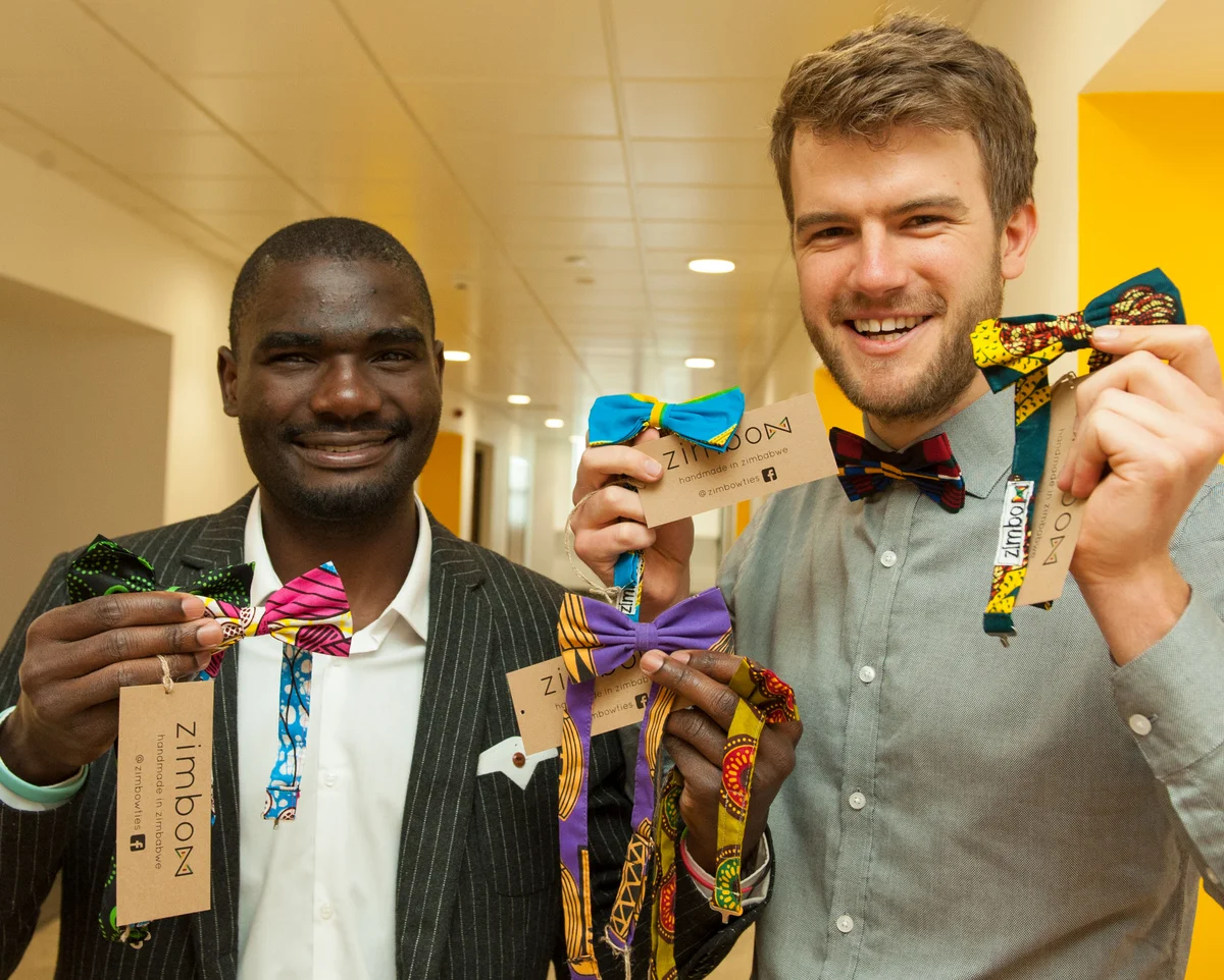 Taking Zimbowties to Scotland. Pictured here with Mada, a fellow Beit Trust Scholar at the University of Strathclyde. Pic: University of Strathclyde