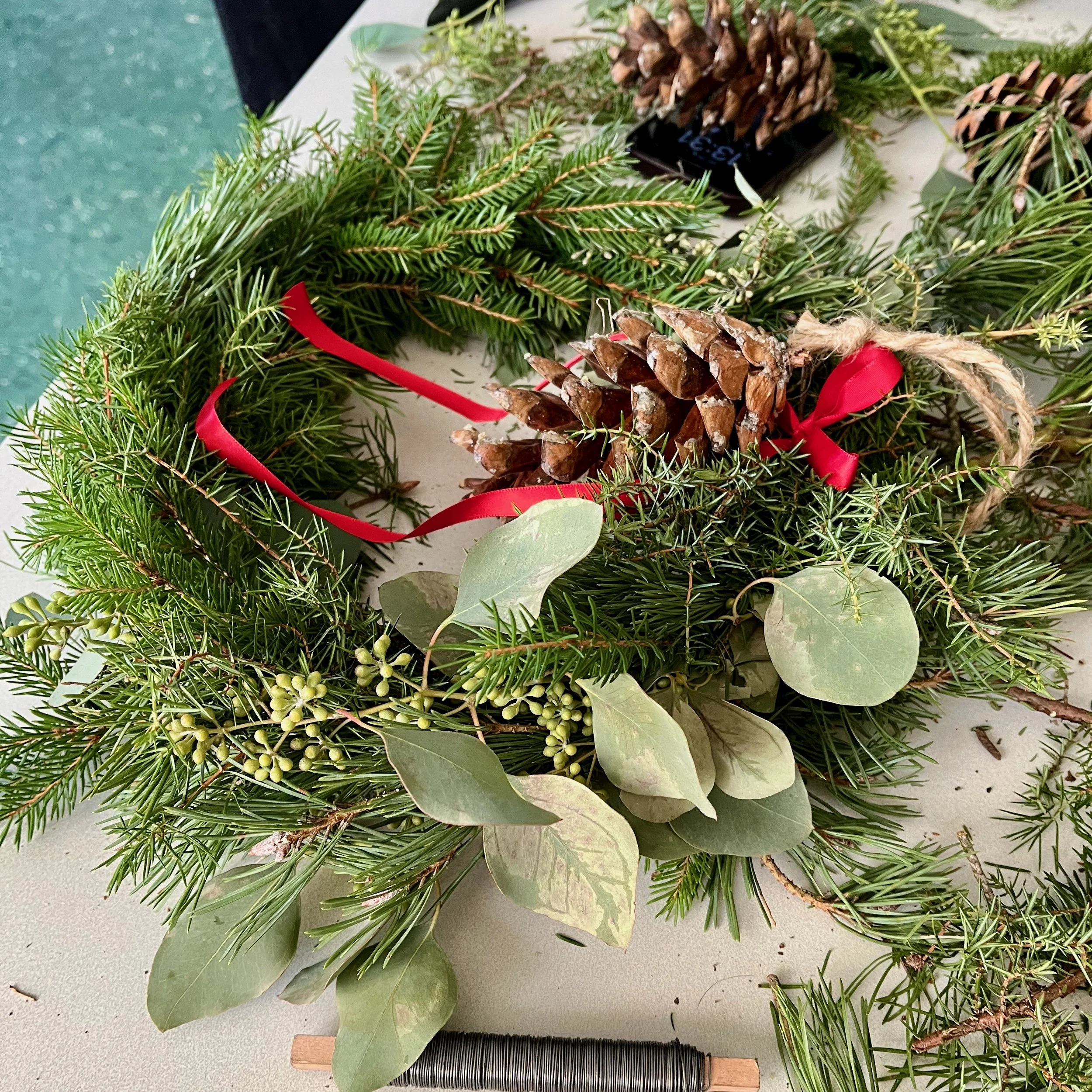 Julkransbindning på Tunaborg