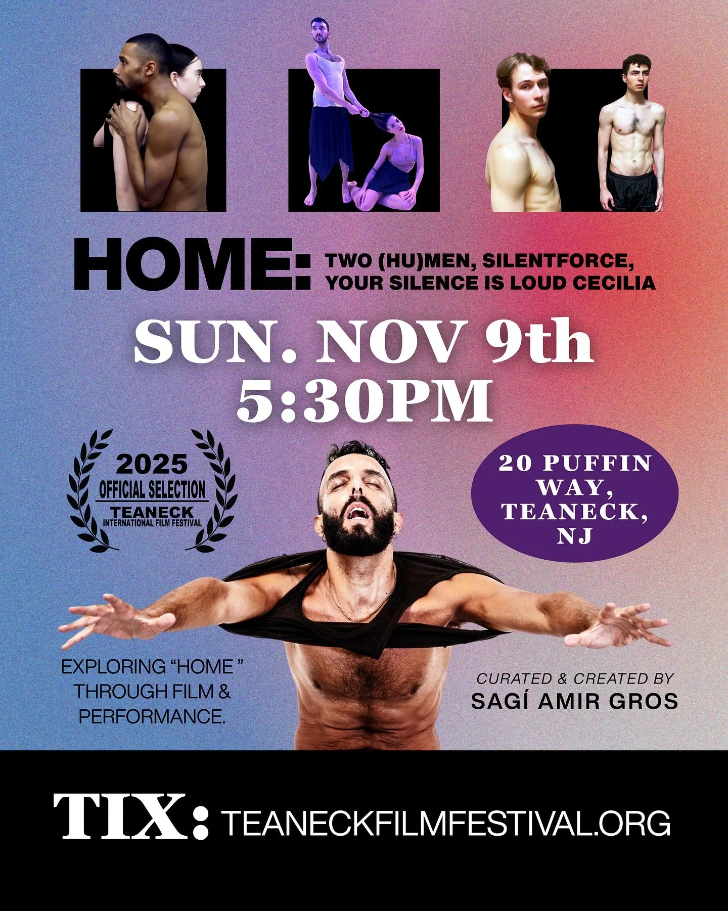 ✨ Join us for &ldquo;Home: Two (HU)Men, Silent Force, Your Silence is Loud Cecilia&rdquo;&mdash; a poetic program of short films &amp; performance curated by interdisciplinary artist Sag&iacute; Amir Gros @sagiamirgros 

📅 Sunday, Nov 9 at 5:30 PM
?