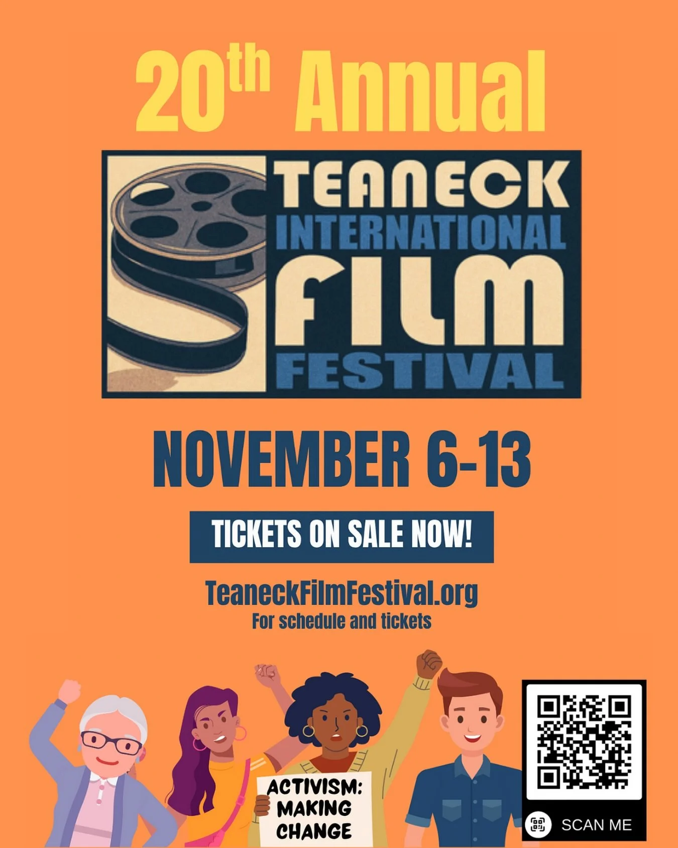 The countdown is on — Teaneck International Film Festival runs Nov. 6th- 13th🍿✨ 
Don’t miss a week of powerful films, inspiring activism, and engaging dialogue with filmmakers!
🎟️ Tickets are going fast — grab yours now and be par