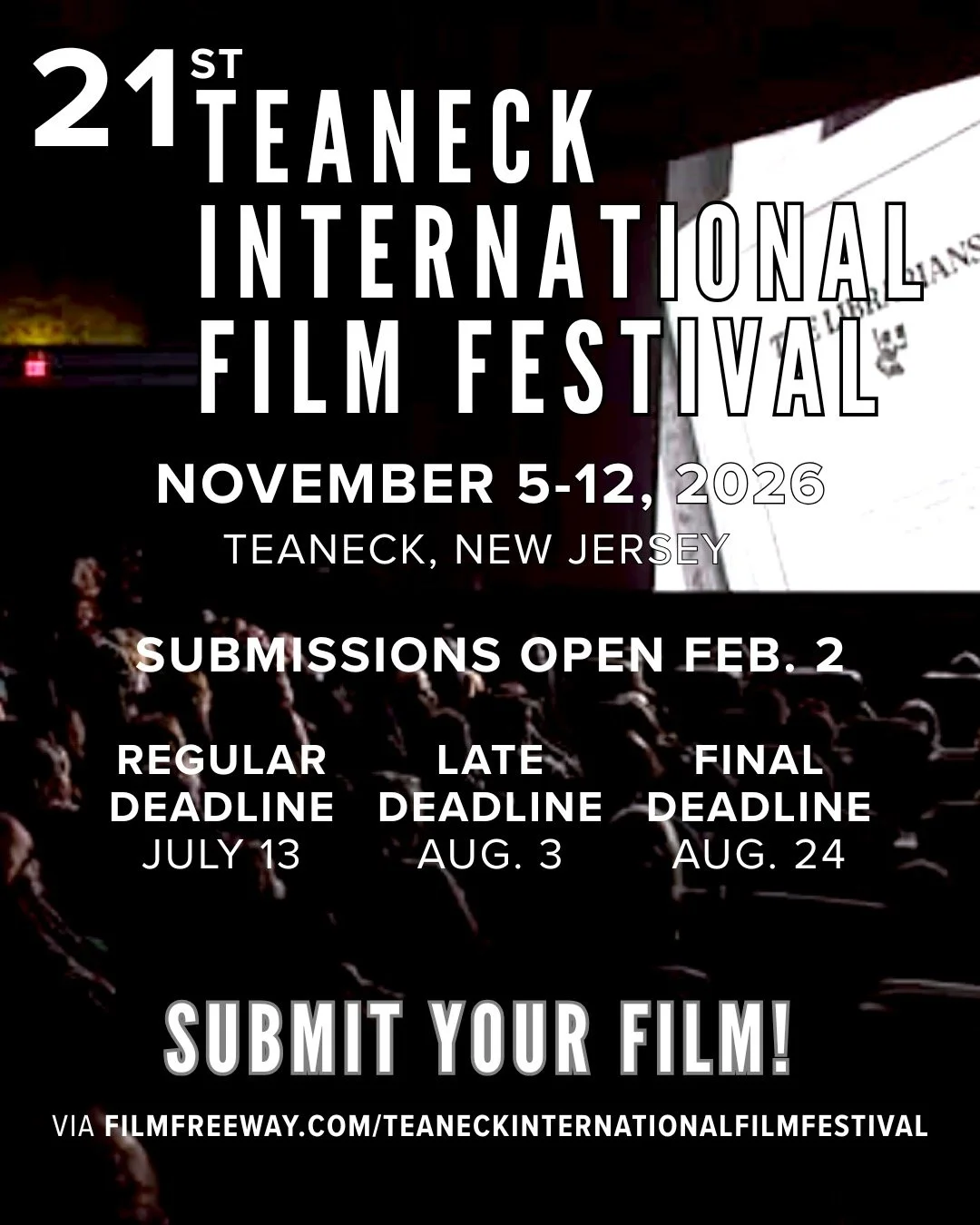 Submissions open ON FEB. 2! Don&rsquo;t wait! Save the date! 🗓️

Send us your film, and join us at TIFF 2026 this November! 🎬

#njfilm #teaneckfilmfestival #filmfest #activism #socialchange #makingchange #bergencounty #newjersey #teaneck #nj #movie