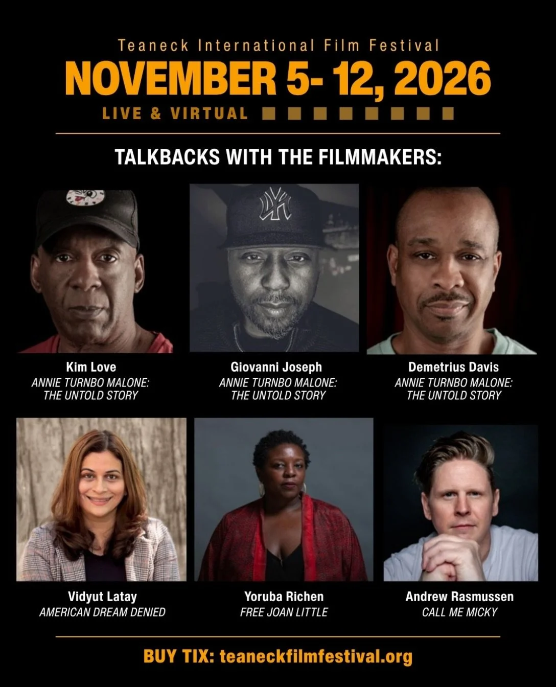 The Teaneck International Film Festival is back November 5-12. Join us in-person and virtual for exclusive talkbacks with the incredible filmmakers behind this year&rsquo;s lineup! ✨

Hear directly from the creators of Annie Turnbo Malone: The Untold
