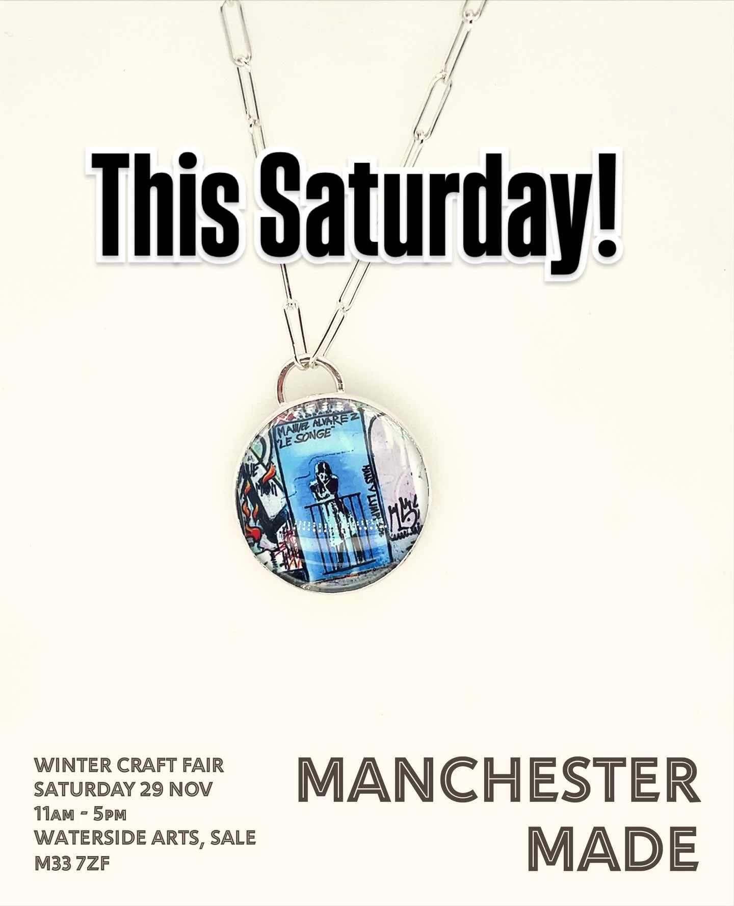 Don't miss out! 
Locally made, crafted by hand, perfect for gifts. 
This Saturday 
Waterside Arts, Sale, 11-5

@agreatfindmcr 
@watersidearts_ 
@creative_industries_ 
@michellekeelingcurator 
@whats_on_mcr
@manchestercraft 
@manchesterjewellersnetwor