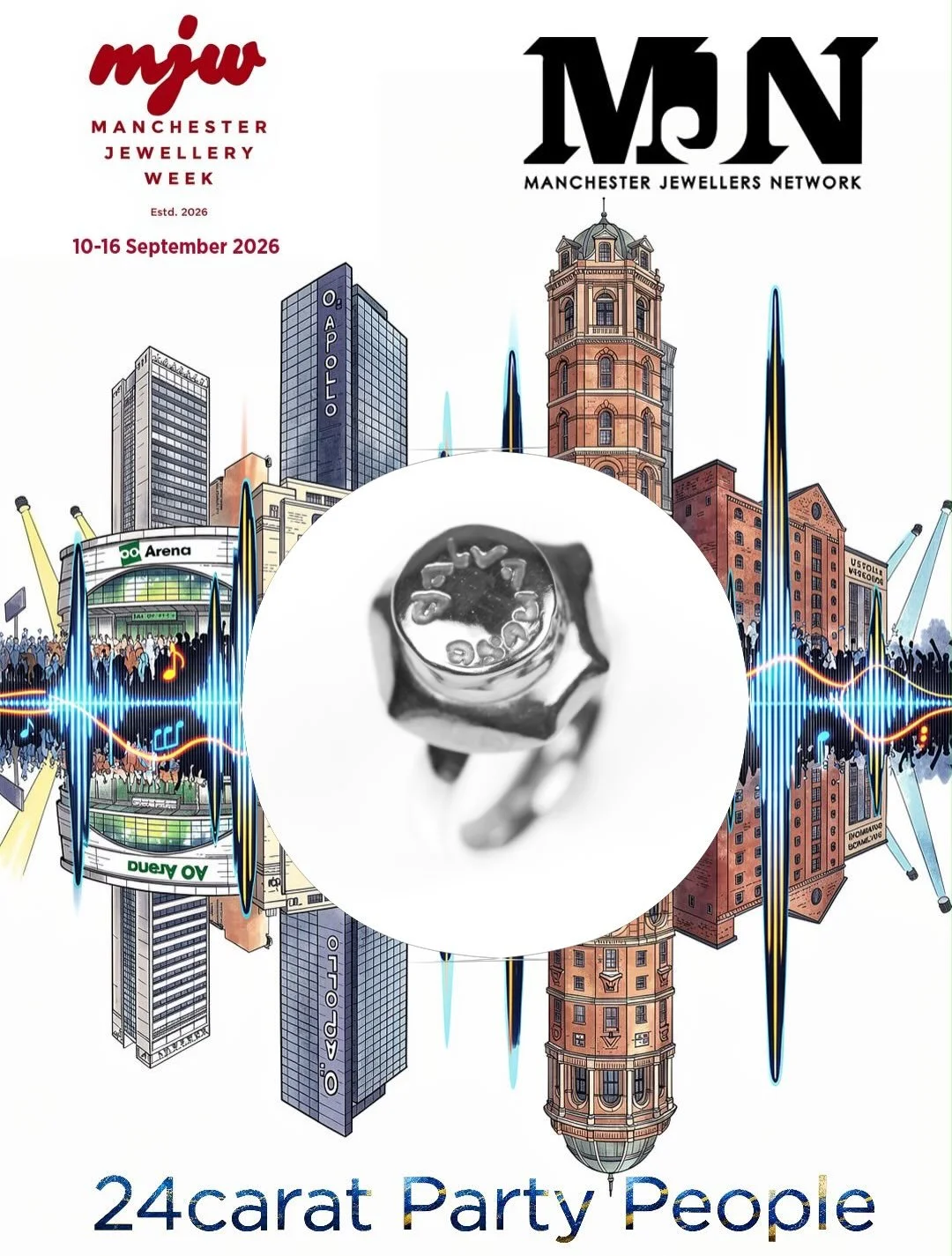 24carat Party People
8th September - 4th October 2026
Manchester Art Gallery Shop
Tuesday - Sunday 10am - 5pm

The inaugural Manchester Jewellery Week &ldquo;I Wanna Be Adorned&rdquo; is a fabulous citywide celebration of contemporary handmade Jewell