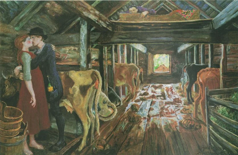 Nikolai Astrup (1880-1928) "Fjøsfrieri" 1903