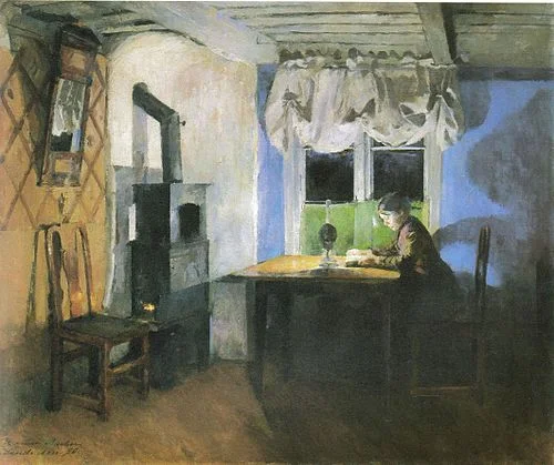 Harriet Backer «Ved lampelys» 1890