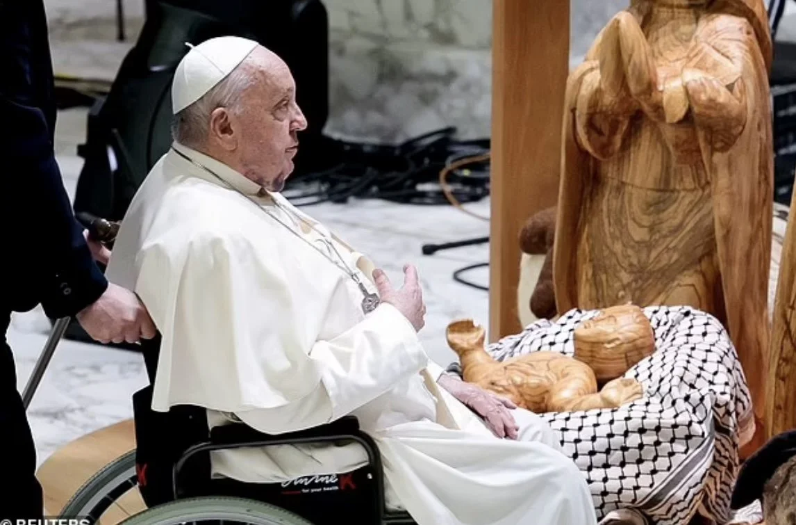Jesus drapert i ein Keffiyeh
