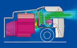 Cooler running through improved airflow: Optimal positioning of the fan,radiator and muffler has reduced the operation coolant temperature. (gasoline models) the operating temperature of the hydraulic oil has been reduced.