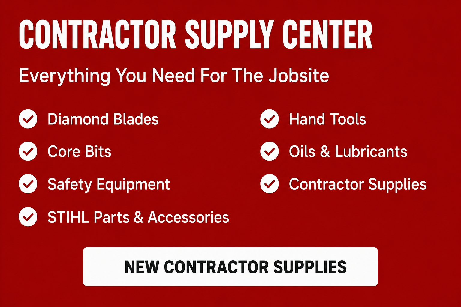 American Pride Rentals sell Contractor Supplies including Diamond Blades, Diamond Core Bits, Personal Protective Equipment PPE, Safety Equipment, Oils, Lubricants and more