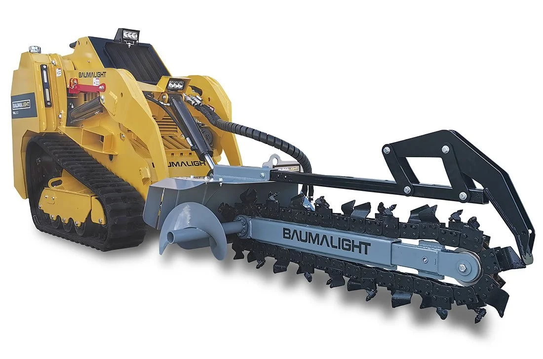 Trencher Attachment for Mini Skid Loader For Rent at American Pride Rental Equipment & Sales in Sarasota FL