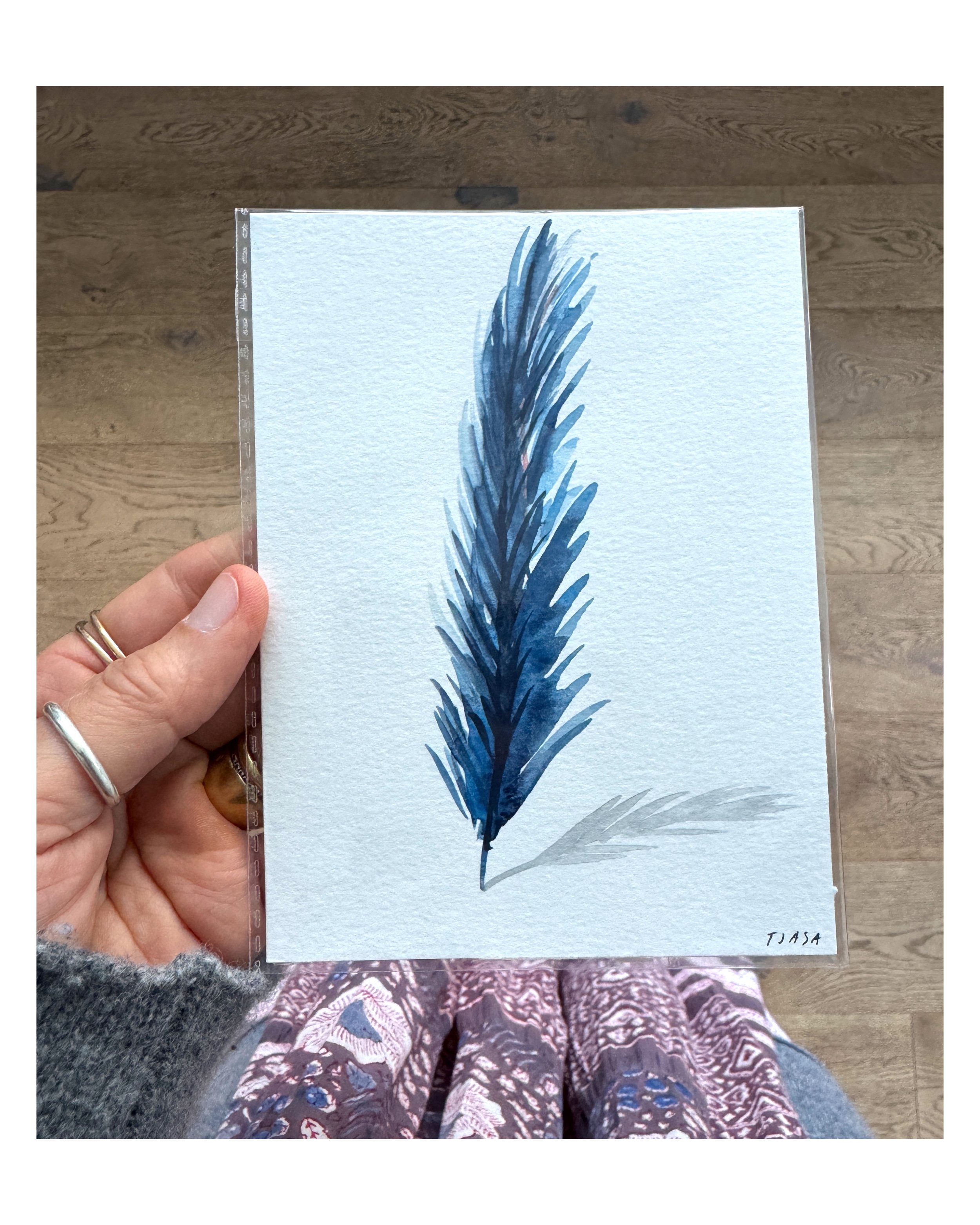 Blue Feather  I  6.5 X 4.5 (unframed)