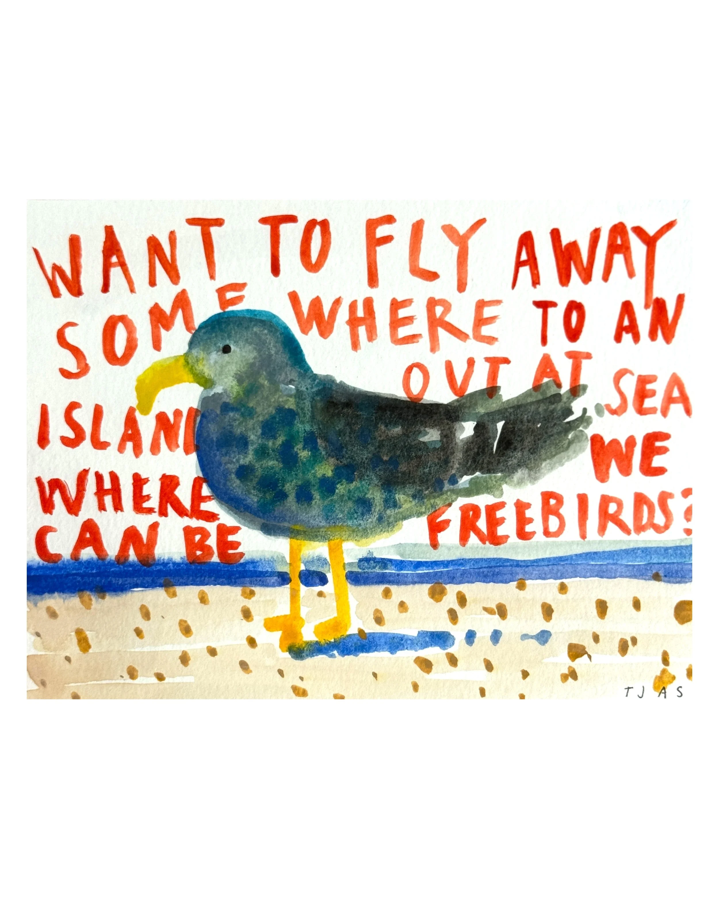 Want to Fly Away Somewhere  I   4 X 6 I unframed