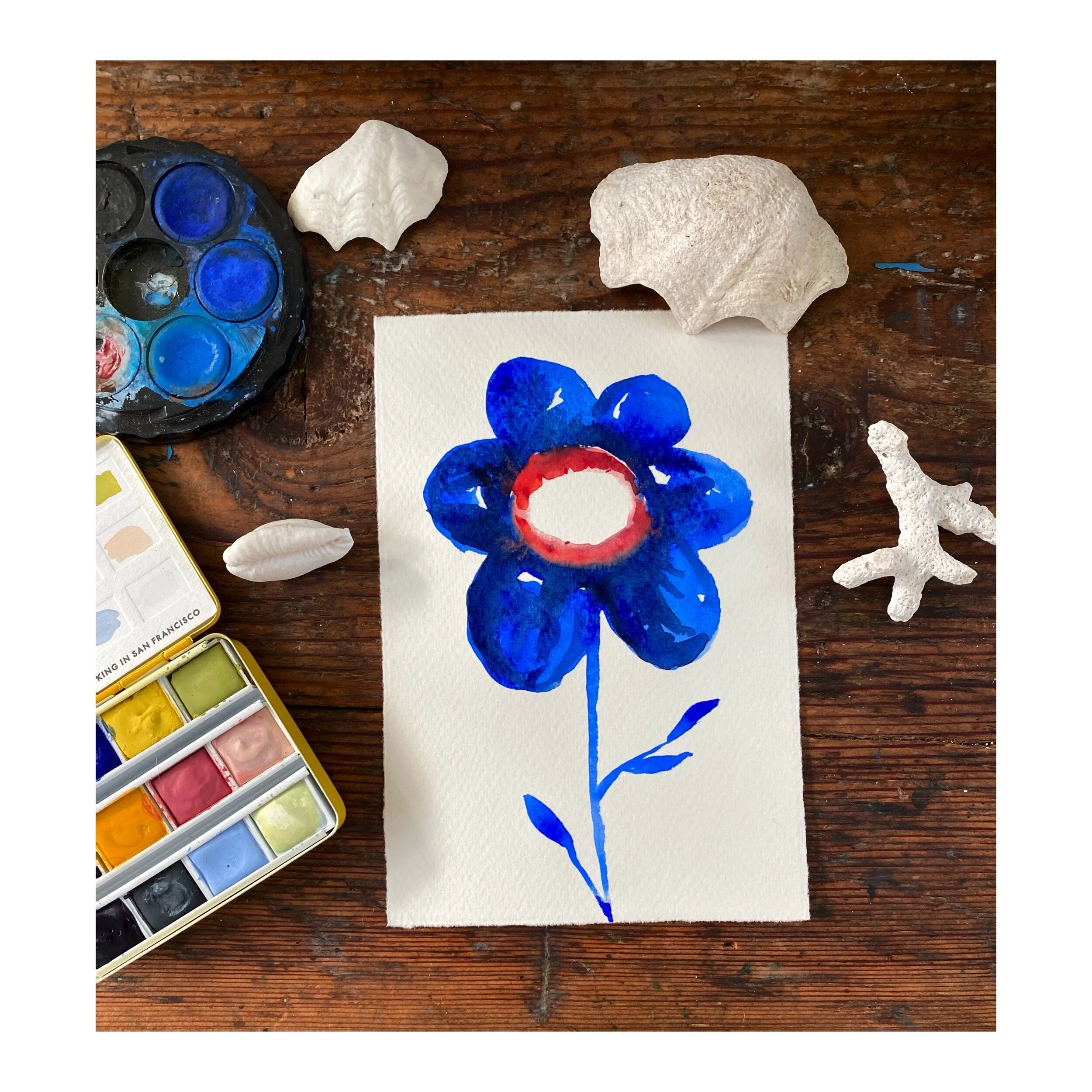 Blue-Red Stem | 6.5 X 4.5  I  unframed