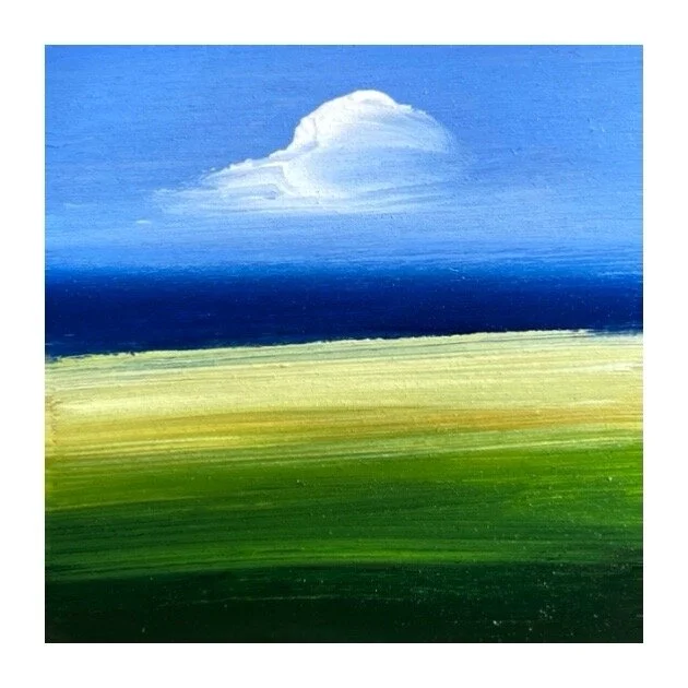 Freshly Mowed I 4 X 4 I painted on cradled birch wood I San Francisco Studio