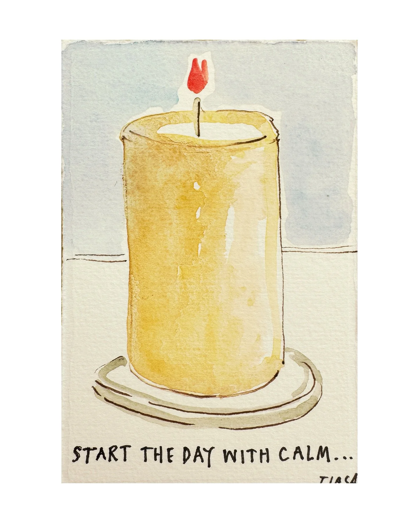 How I start my days&hellip; before sunrise with only stars, candlelight. 🕯️ ✨✨✨ and the Book of Awakening by Mark Nepo.

☀️

Start the Day with Calm
(petite watercolor - Sold)