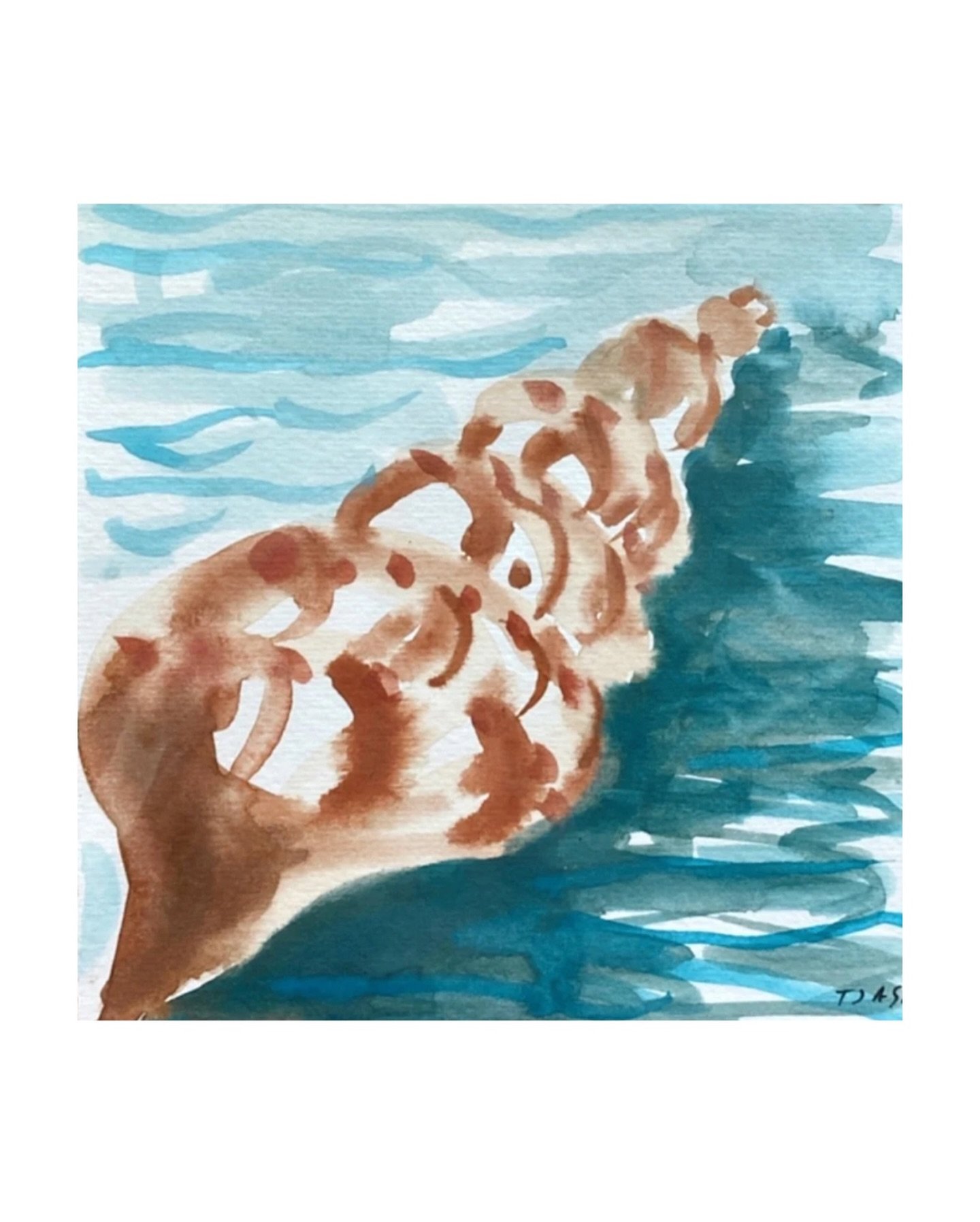 A little piece of the sea painted here in the Studio &hellip; this shell has sold but she has a twin available on my website. ❣️