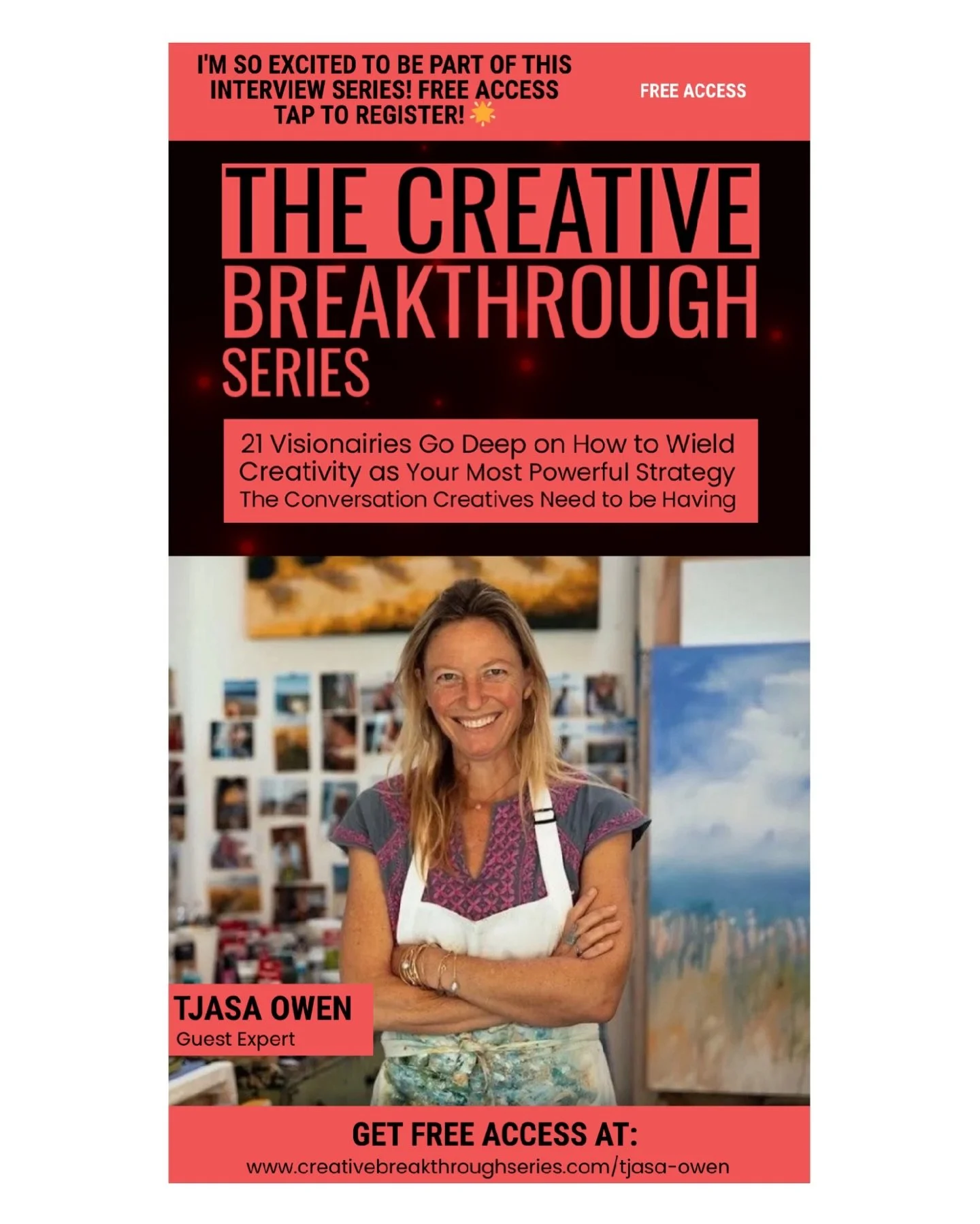 I&rsquo;m SO EXCITED to share my upcoming interview in The Creative Breakthrough Series, - conversations with 20+ artists and creative leaders who share how they slow down, nurture their creative voice, build momentum, and keep making visible work th