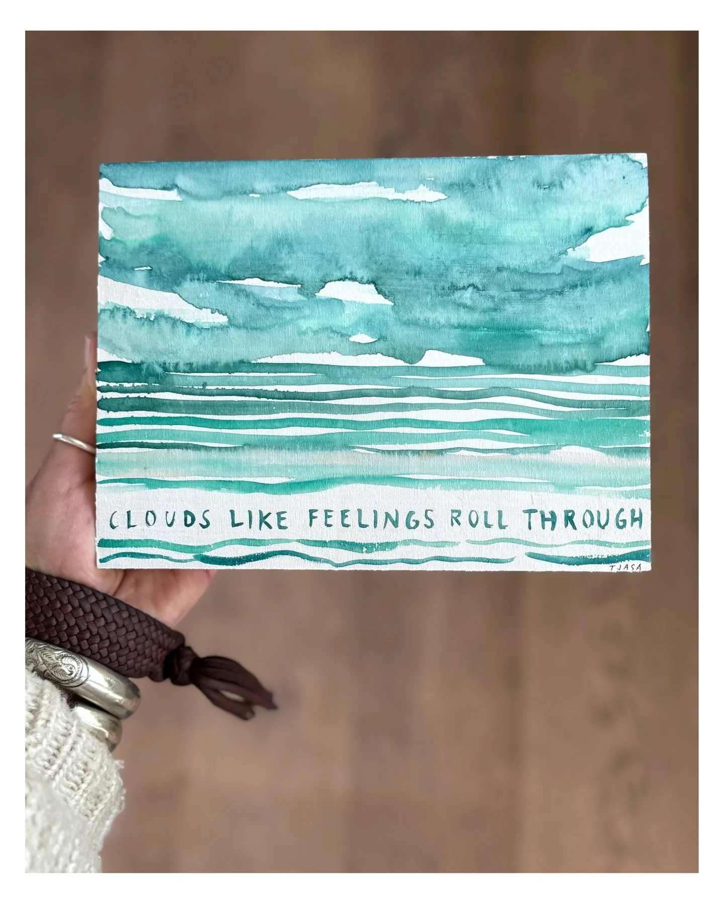 Clouds, like feelings, roll through&hellip;. allow them to feel light and ever changing&hellip;.🌥️🌦️⛅️🌤️☀️🌤️🌧️⛈️🌦️☀️

✨

(watercolor painted on cradled wood and now in the beautiful shoppe and atelier of @maison_reve ✨)