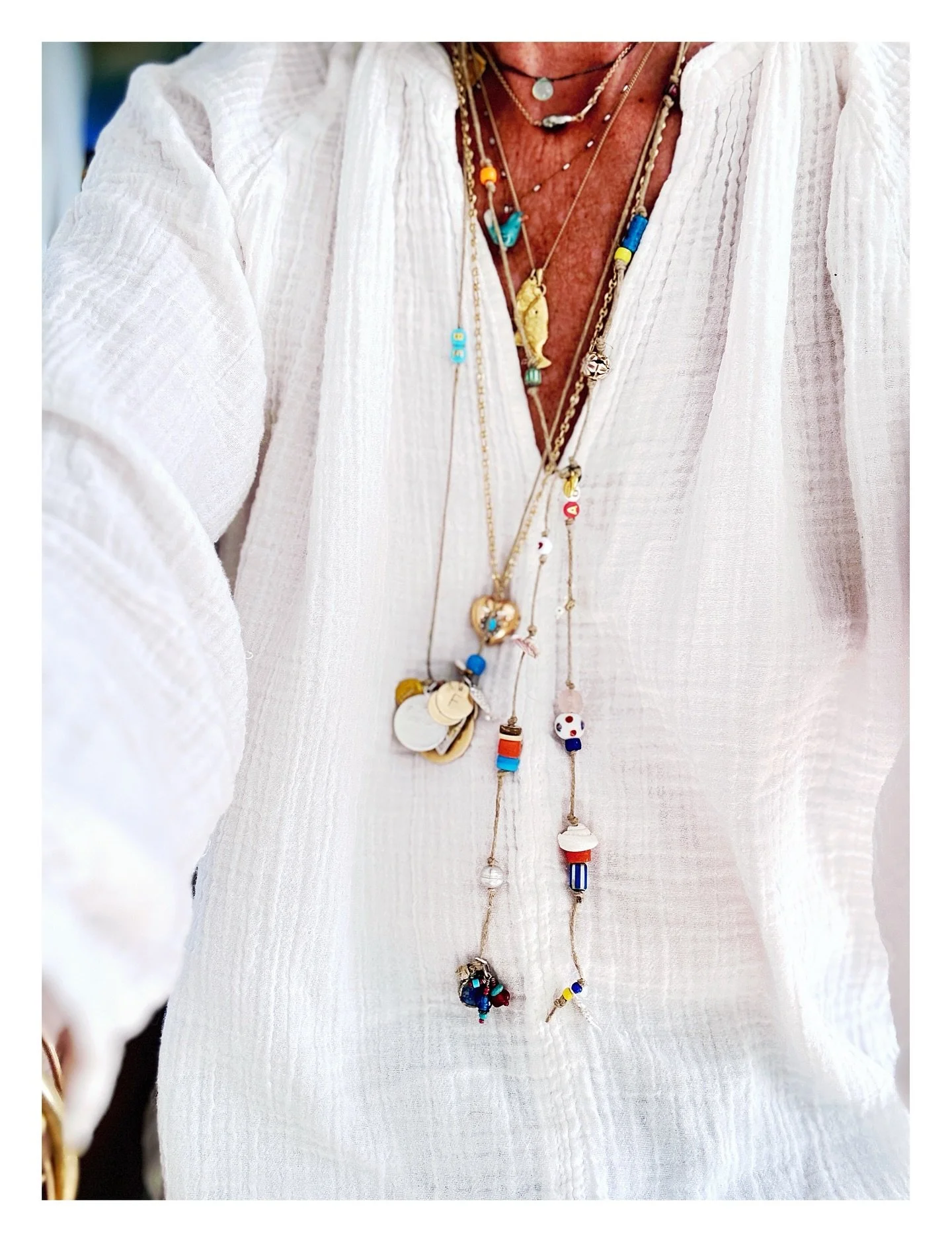 This piece is nestled in with all the other necklaces and is called - A OK - a phrase I like hearing one person reassuring another that all will be, a ok. Being a worrier myself, those words are just 🌦️🌤️☀️ like the sun coming out again when you mo