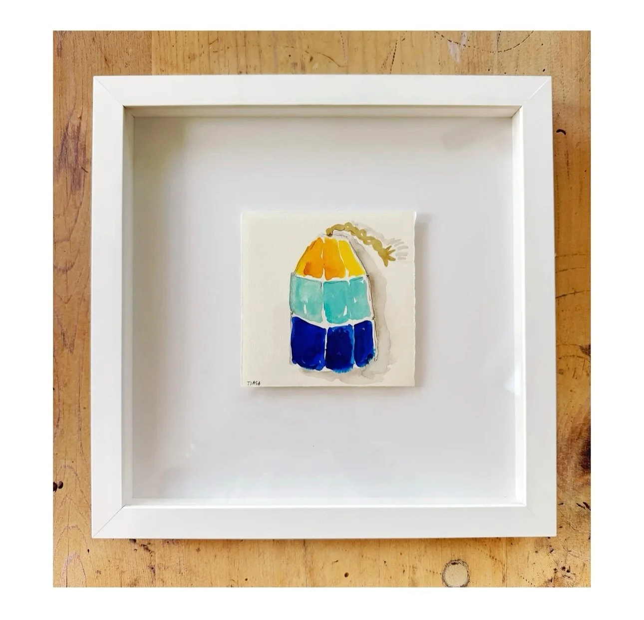 &lsquo;Buoy&rsquo; &hellip; a sign of summer + boating + and the clinking sounds of sails + sunshine + sparkly deep blue Atlantic water + distant scents of Coppertone + teak + colorful buoys lining shingled cottages. 💙💚💛

12 x 12&rdquo; with frame