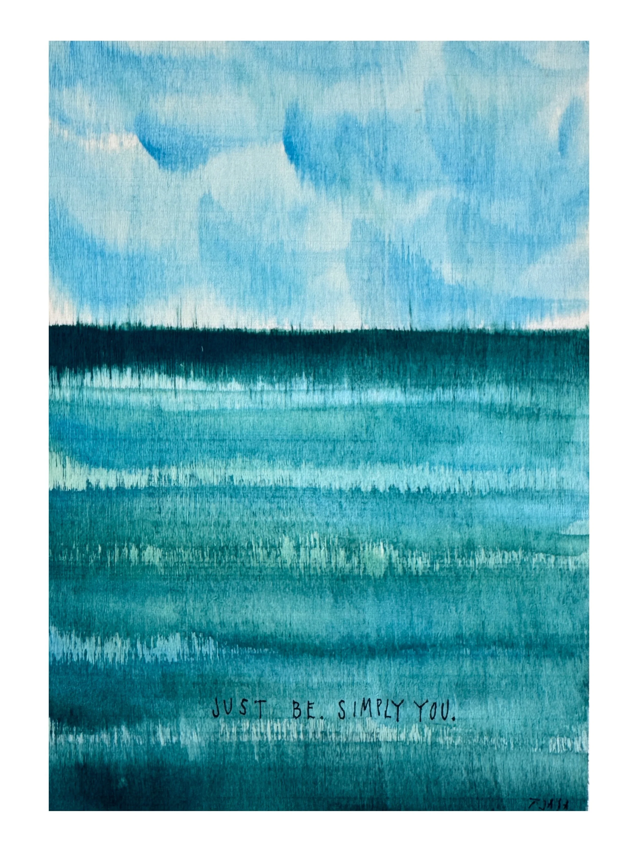 I just dropped ten of these paintings on cradled panel @maison_reve this afternoon - it&rsquo;s a fun series with messages tucked into the seascapes and so happy Yasmine has them!!! This piece is called:

Just BE Simply You
7 x 5&rdquo;

❣️