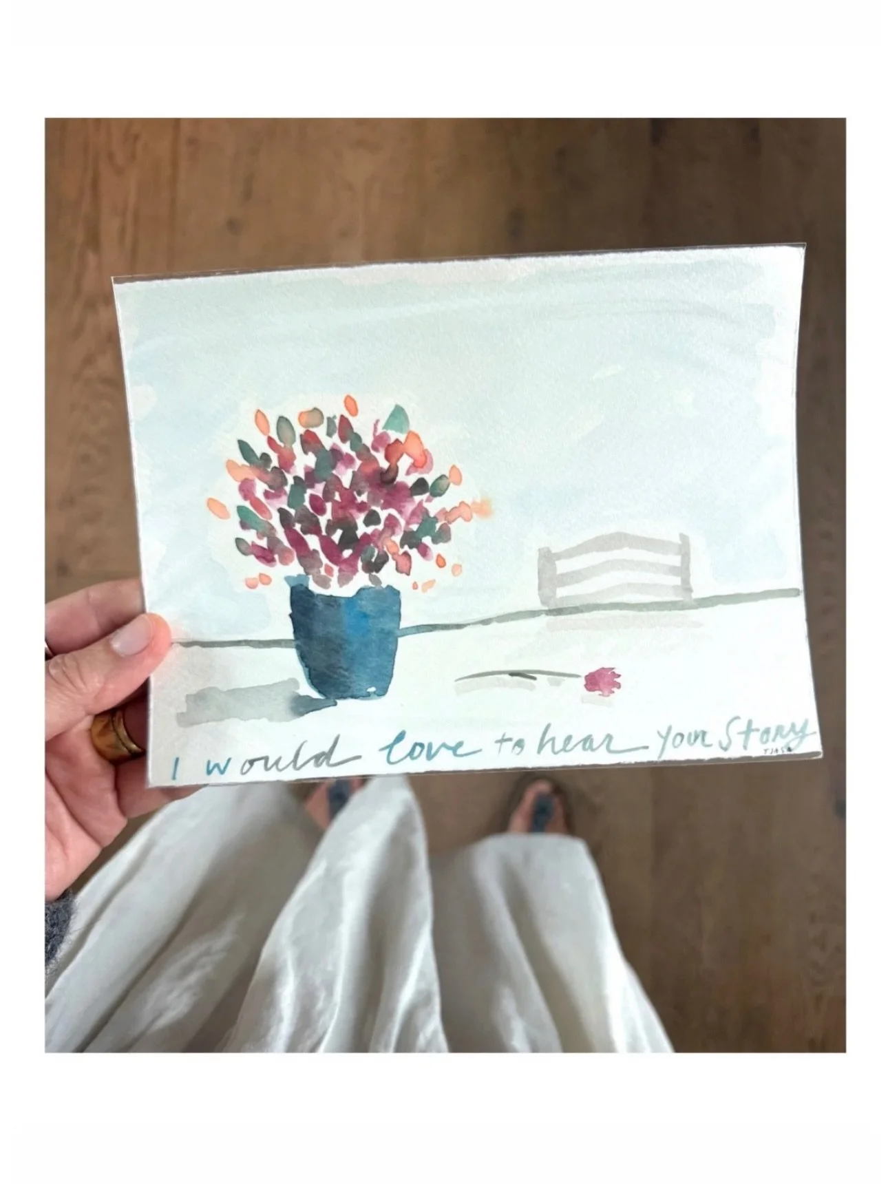 When I paint these petit watercolors I never know whos heart will be drawn to them.  Yesterday a fellow walked into my friend&rsquo;s Yasmine&rsquo;s shoppe and was drawn to this particular message&hellip; she asked him why, - and he responded saying