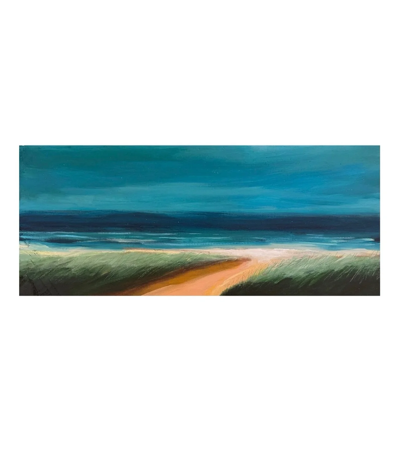 &hellip;.when the clouds roll in and the light finds her way through to illuminate the sea and surrounding grasses&hellip;. It&rsquo;s short lived but savored&hellip; this light is everything. 

After All Have Left
7.5 x 17.5&rdquo;
painted on a foun