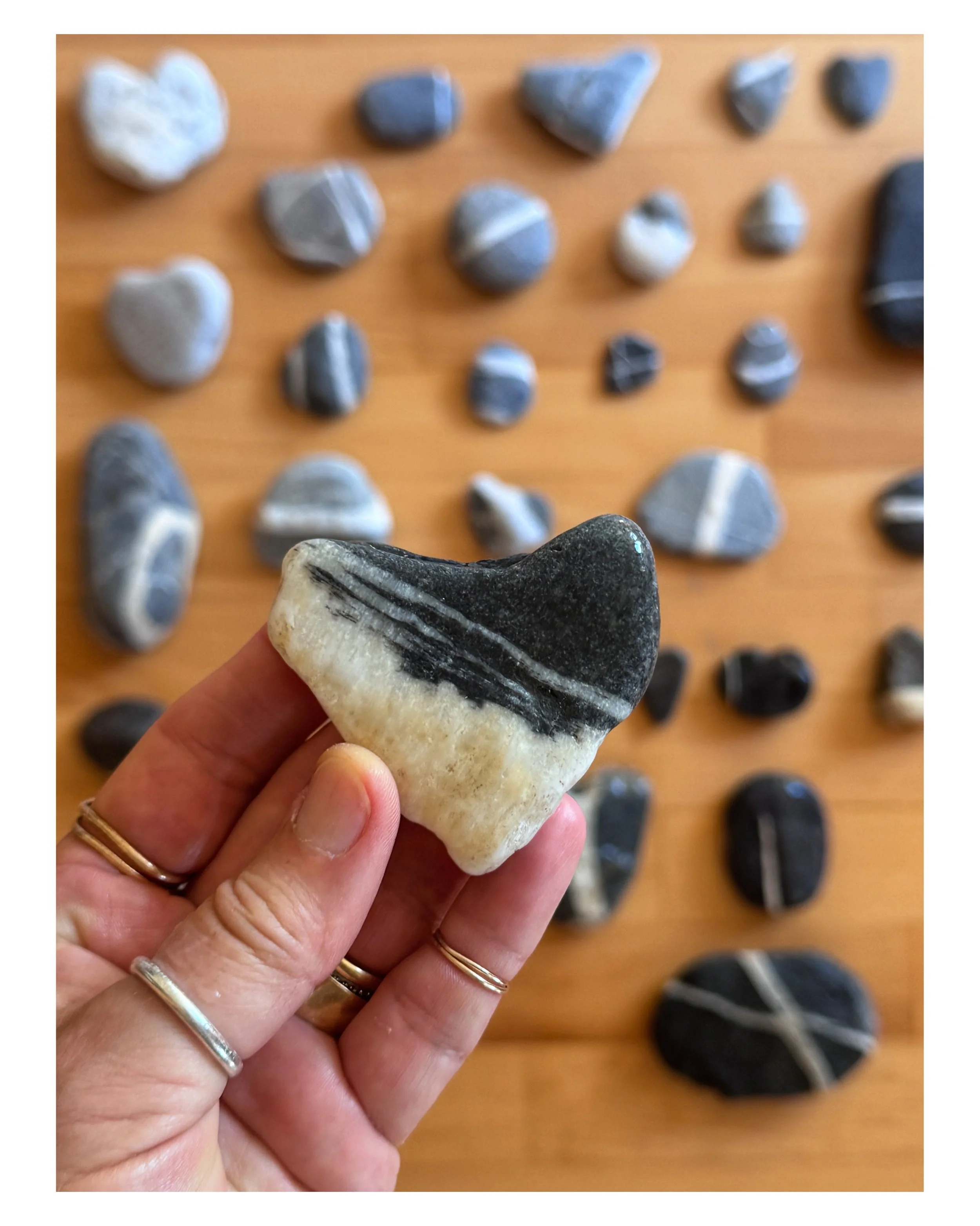 It&rsquo;s a meditation after my 10,000 steps to walk the riverbank, feet in the mountain ice water and find the rocks that want to be found. ❣️