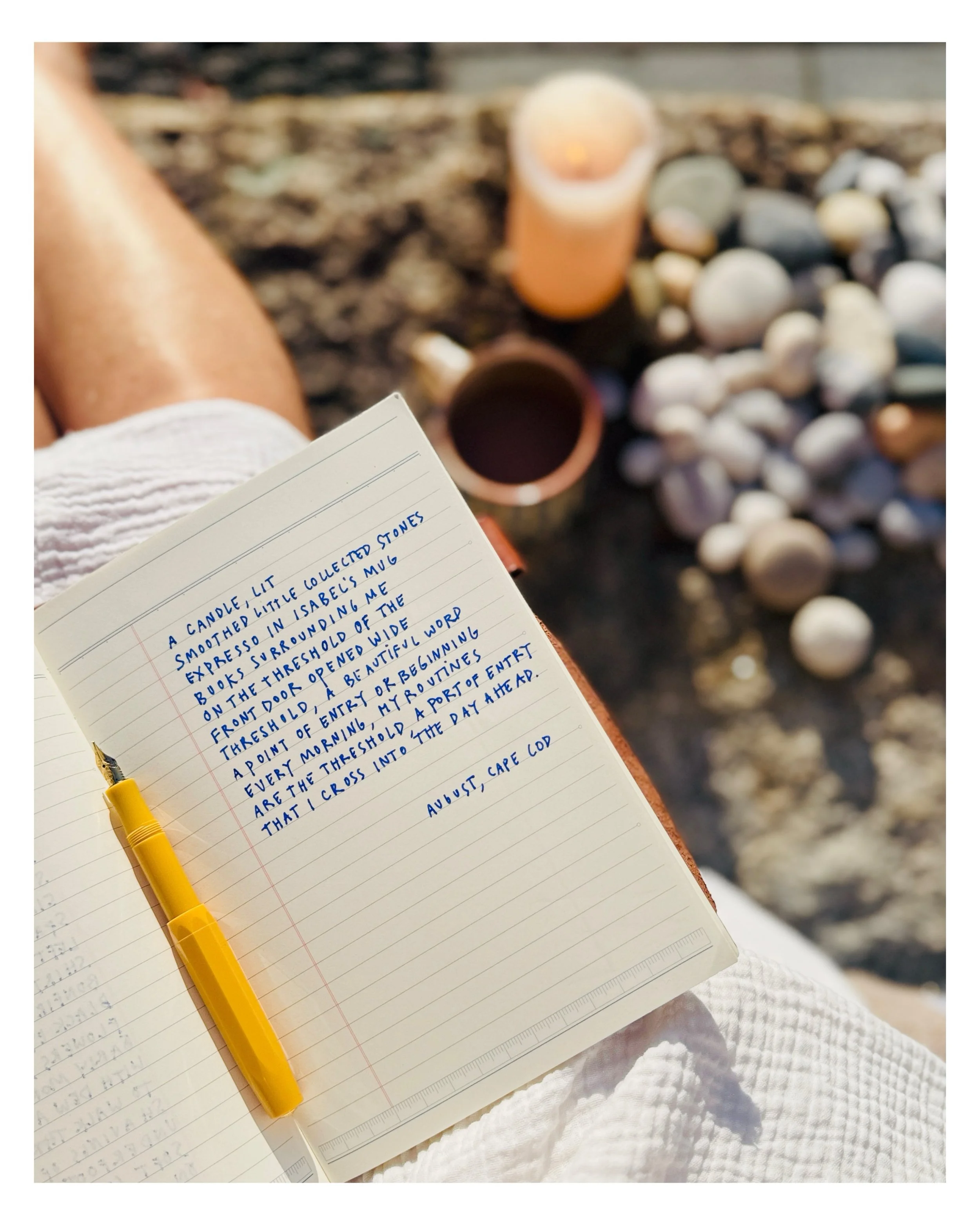 August morning rituals on the Cape &hellip; missing the morning Ospreys, seagulls and other birds, rabbits, chipmunks, butterflies and bees beginning their sunrise routines while I start with candlelight and a fountain pen&hellip;

☀️

☀️

☀️

#capec