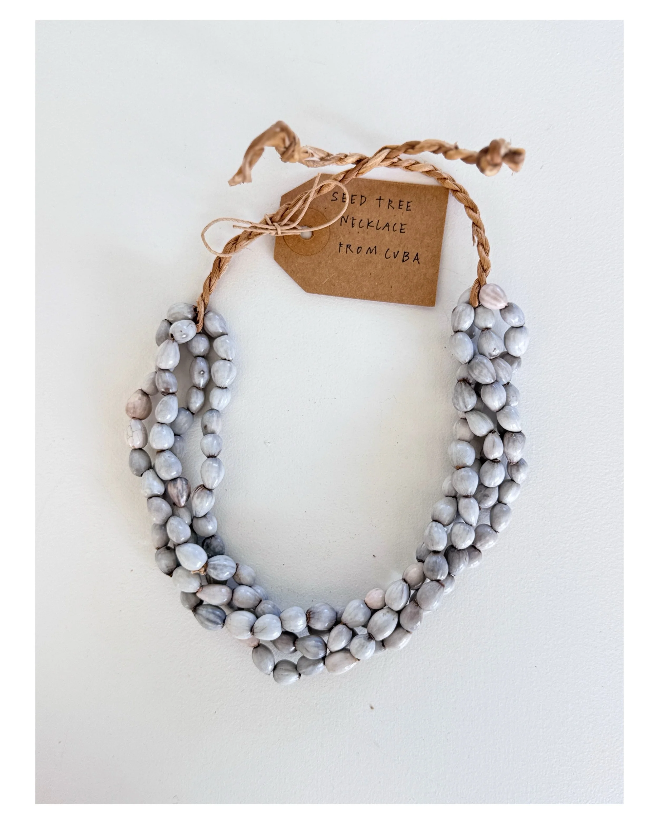 Many years ago I traveled to Cuba and collected these beautiful necklaces that were strung with seeds and then painted. I am slowly going through life&rsquo;s wonderful memories + collections and letting go along the way. This was one the last of the