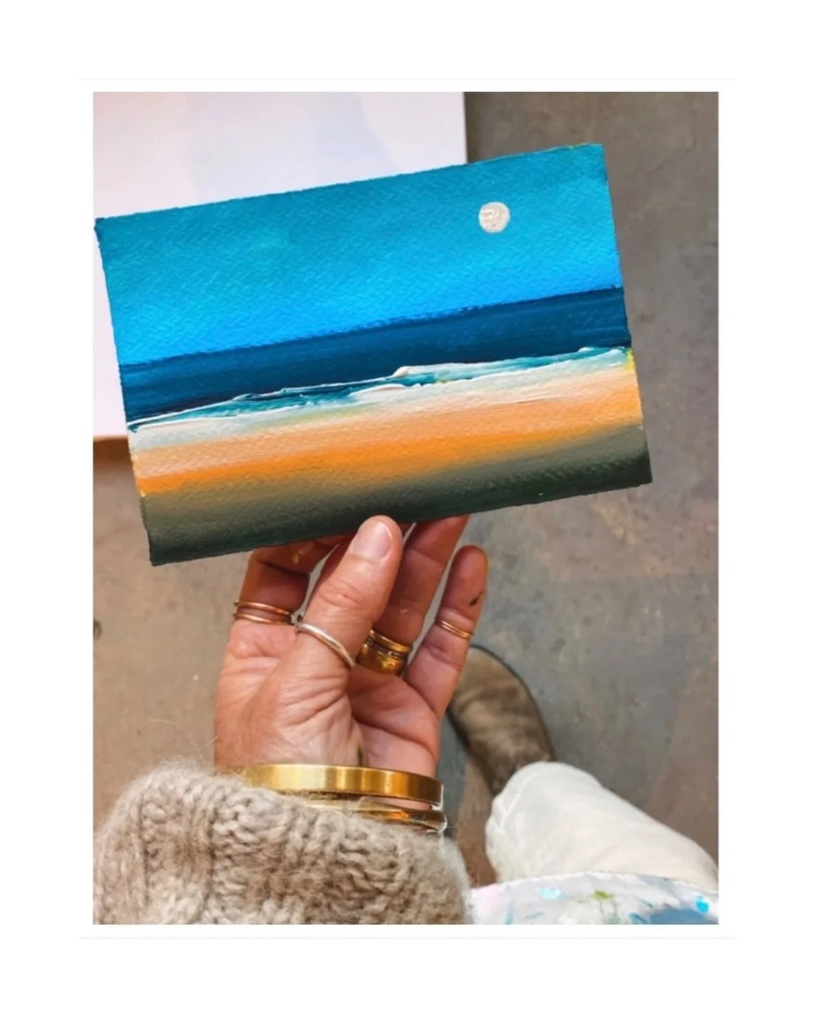 🌙
BE in the moment 
ENJOY today
and all the GIFTS that this day brings
&hellip;and as my pops always said to me,
Always remember to LOOK UP. 
❣️

Moonlit
4.5 x 6.5&rdquo;
SOLD