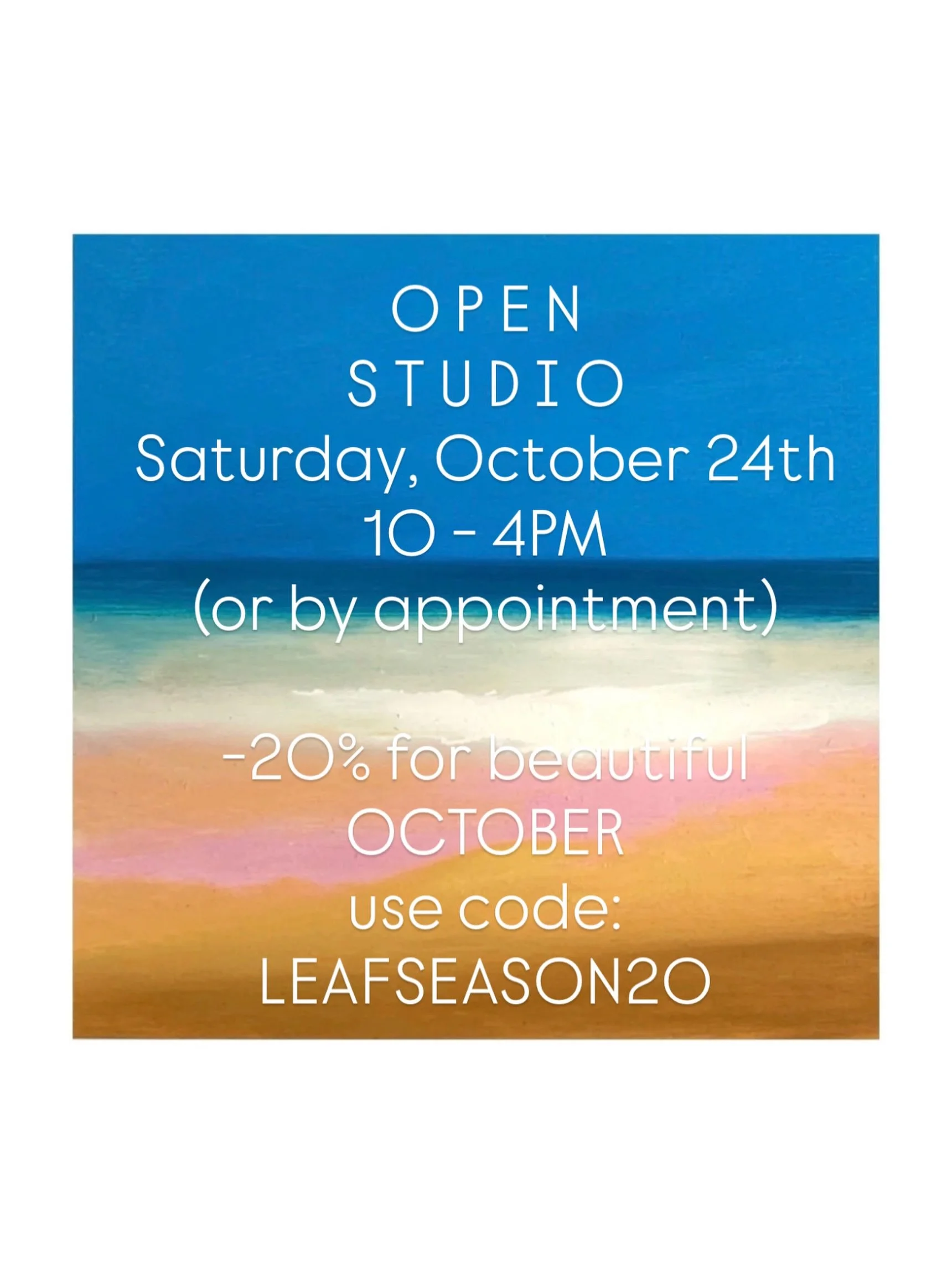 Good Morning!!!! ☀️🍁✨🌿🍂🍁 LEAFSEASON20 is the -20% code to use if you are drawn to a painting of mine on my website www.tjasaowen.com through the end of BEAUTIFUL October! 🍂🍁 and if you are in the Bay Area next Saturday the 24th, my OPEN STUDIO 