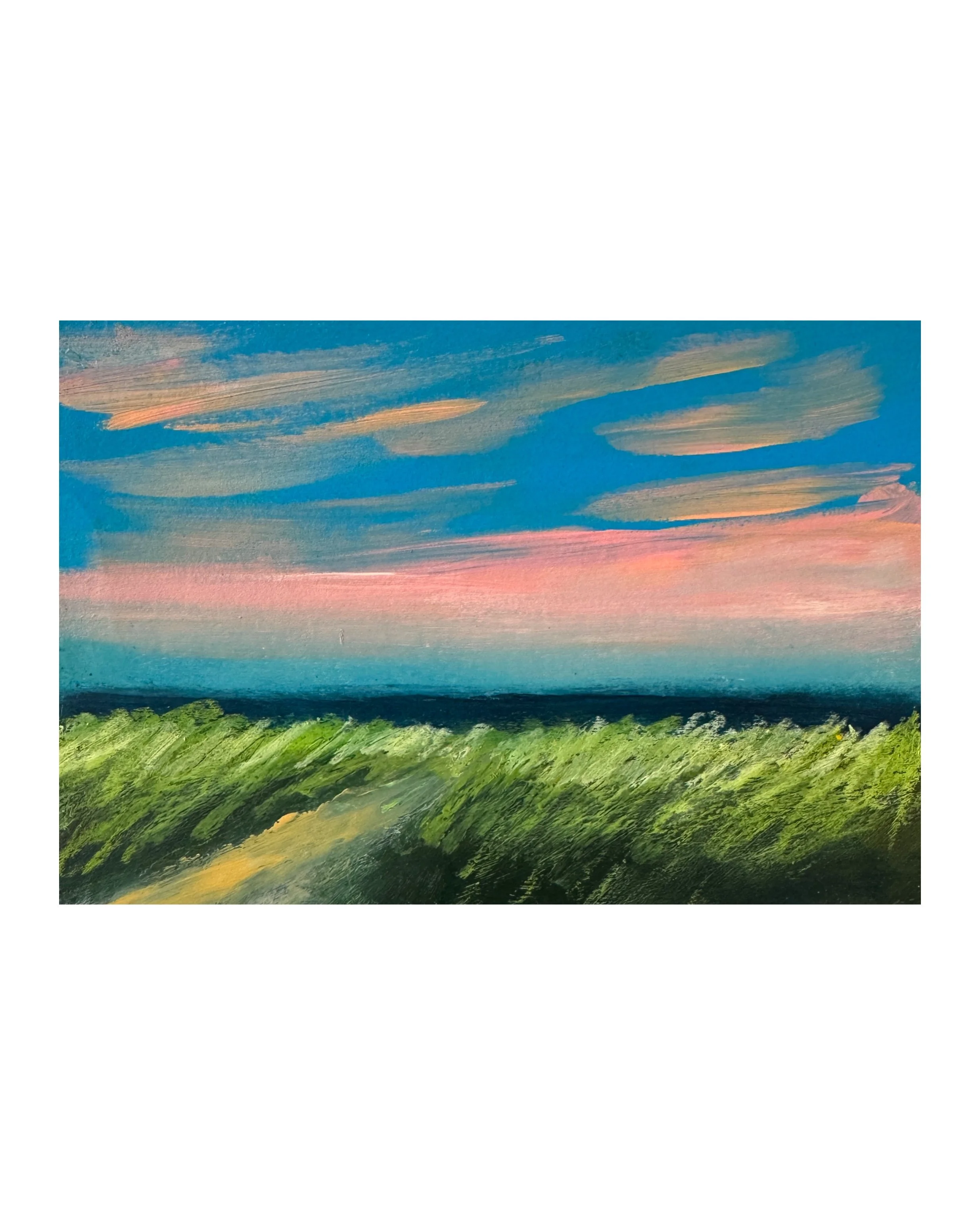 Path in the Dunes I 5 X 7 I painted on a cereal box I Tjasa Owen Studio