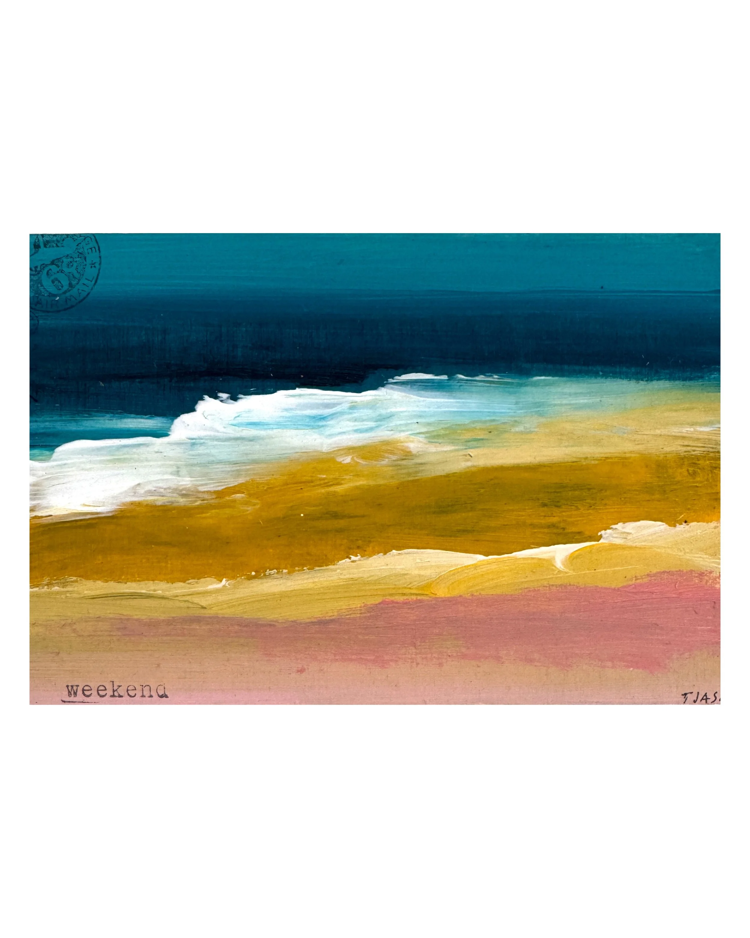 Postcard in Pink  | 4 X 6 I painted on cradled birch wood I Cape Cod Studio