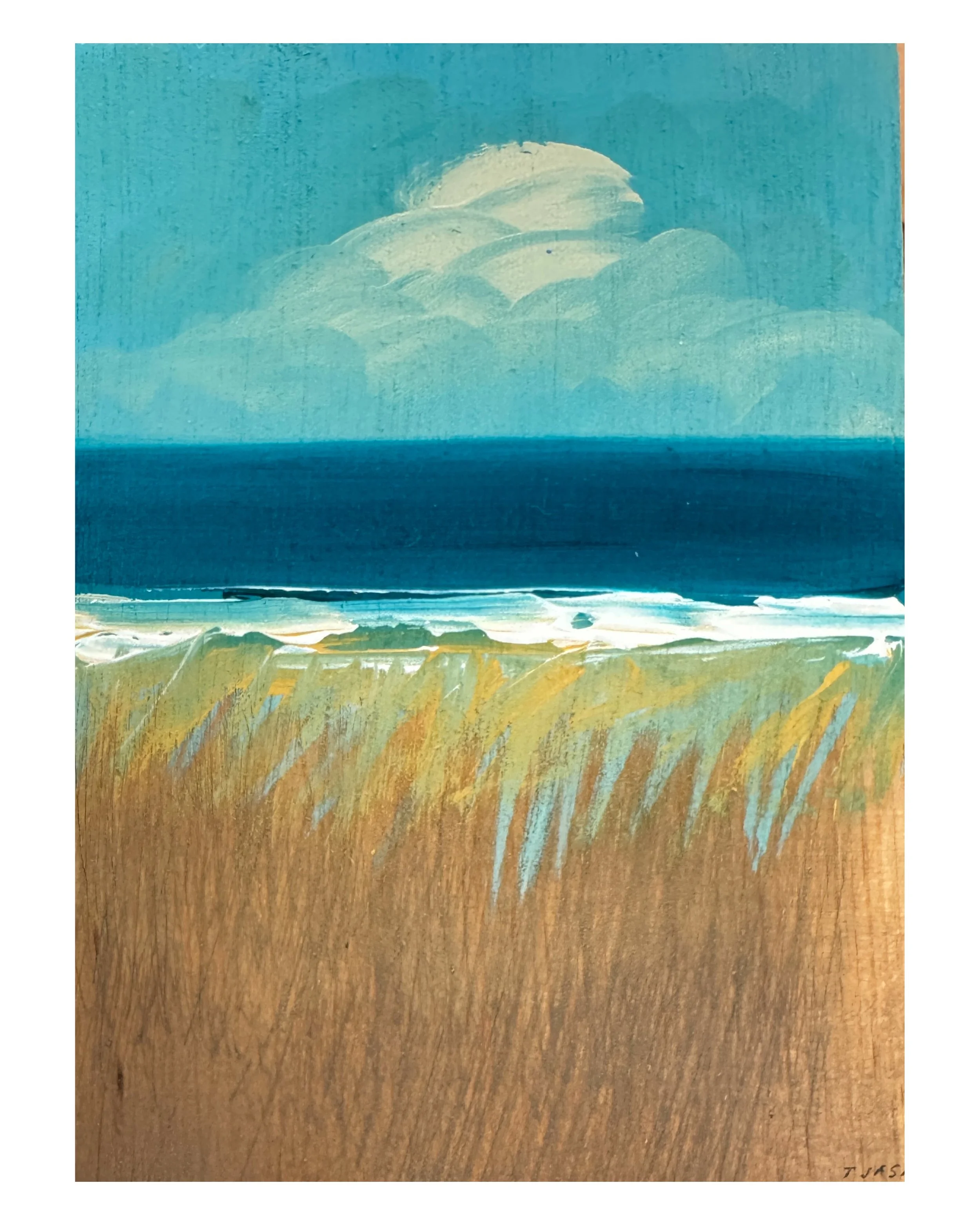 Beyond the Dunes | 9 X 6  I painted on found wood I Cape Cod Studio