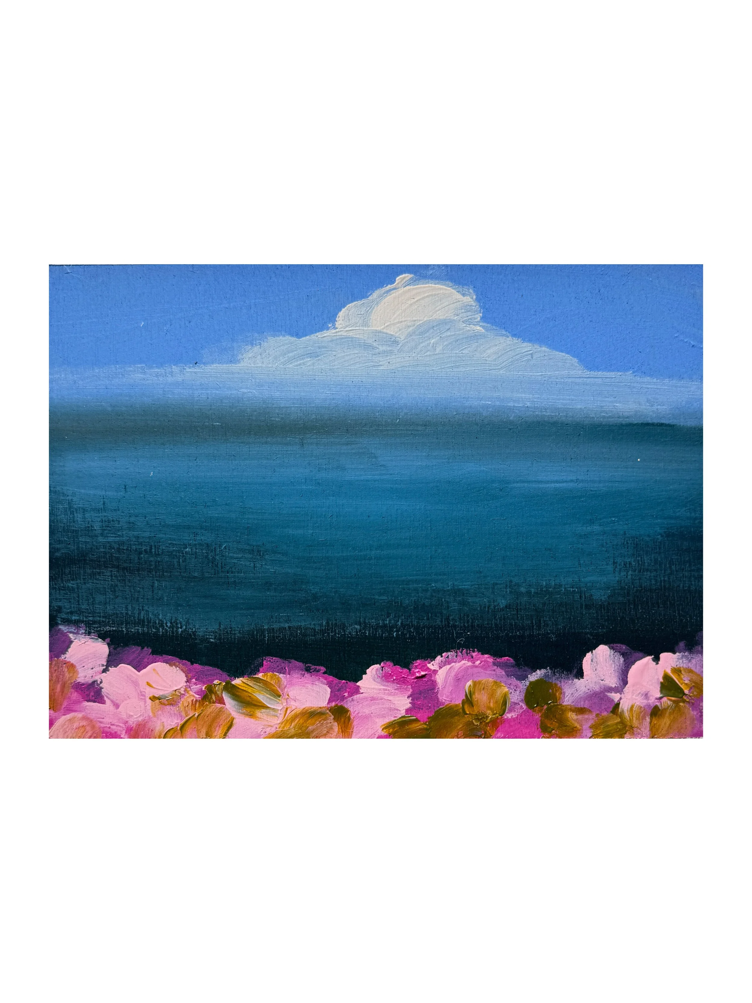 Rose Hips and Clouds | 5 X 7 I painted on cradled birch wood I San Francisco Studio