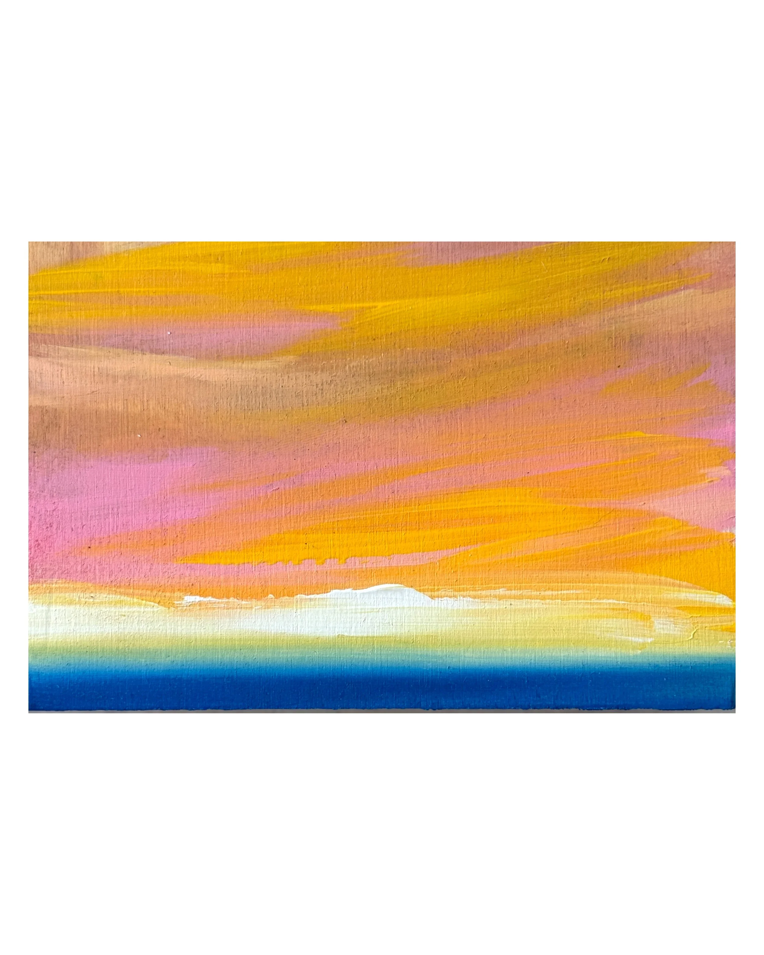 Coral Skies  | 4 X 6 I painted on cradled birch wood I Cape Cod Studio