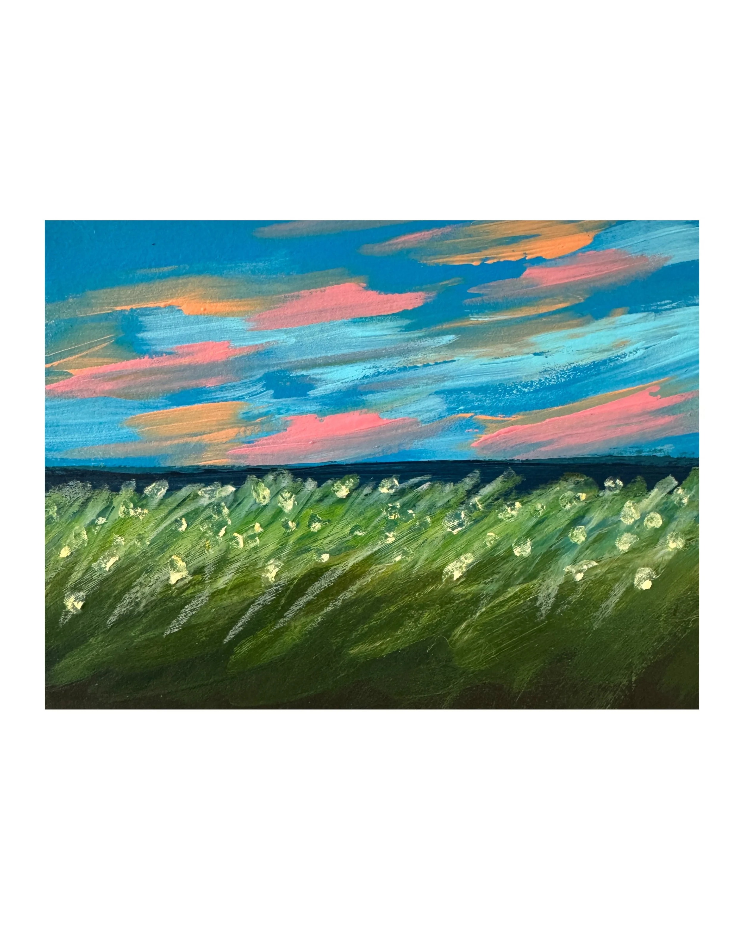 Bloom at Sunset I 5 X 7 I painted on a cereal box I Tjasa Owen Studio